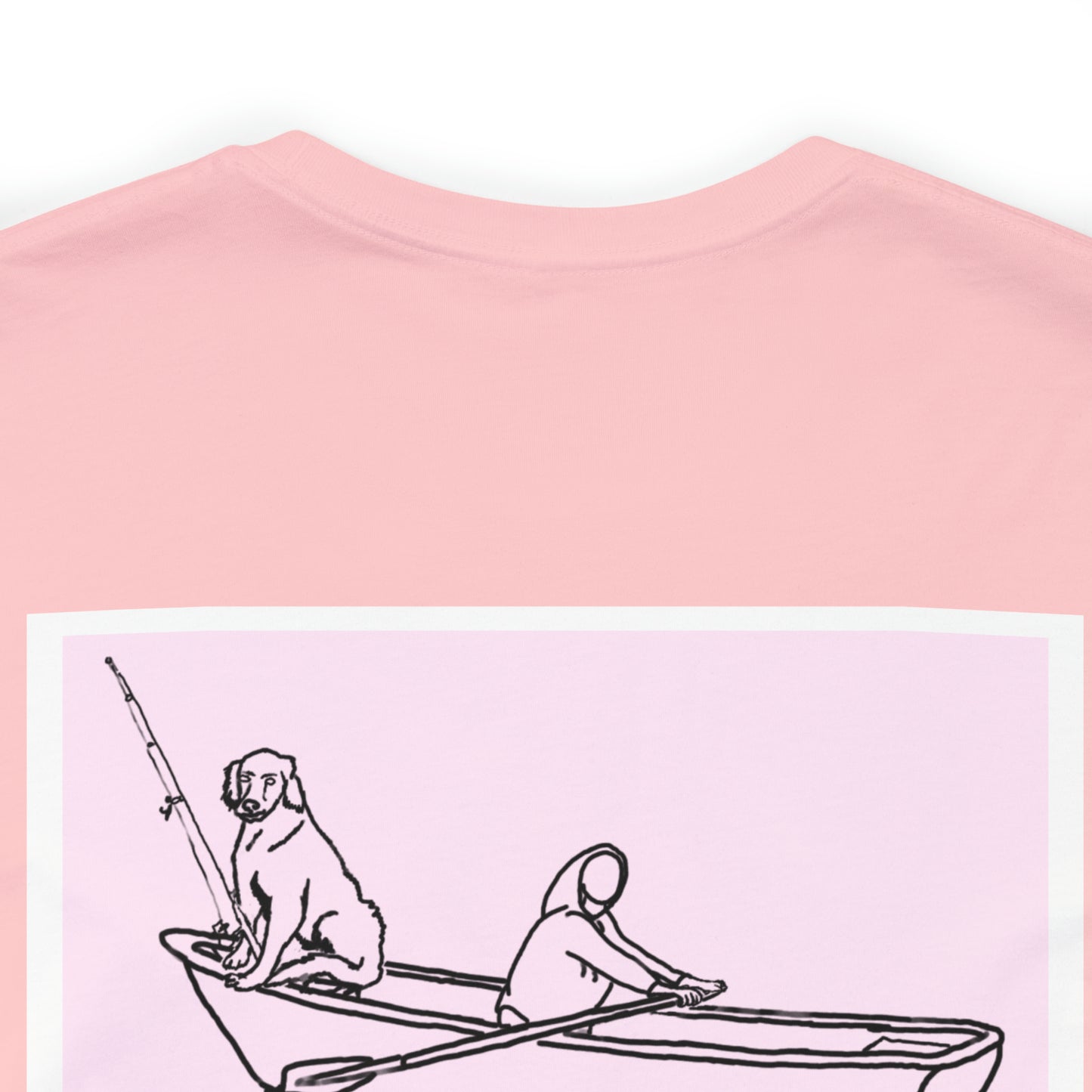 Row Boat Dog Fishing Color - Lac LaBelle Unisex Lightweight Short Sleeve Tee