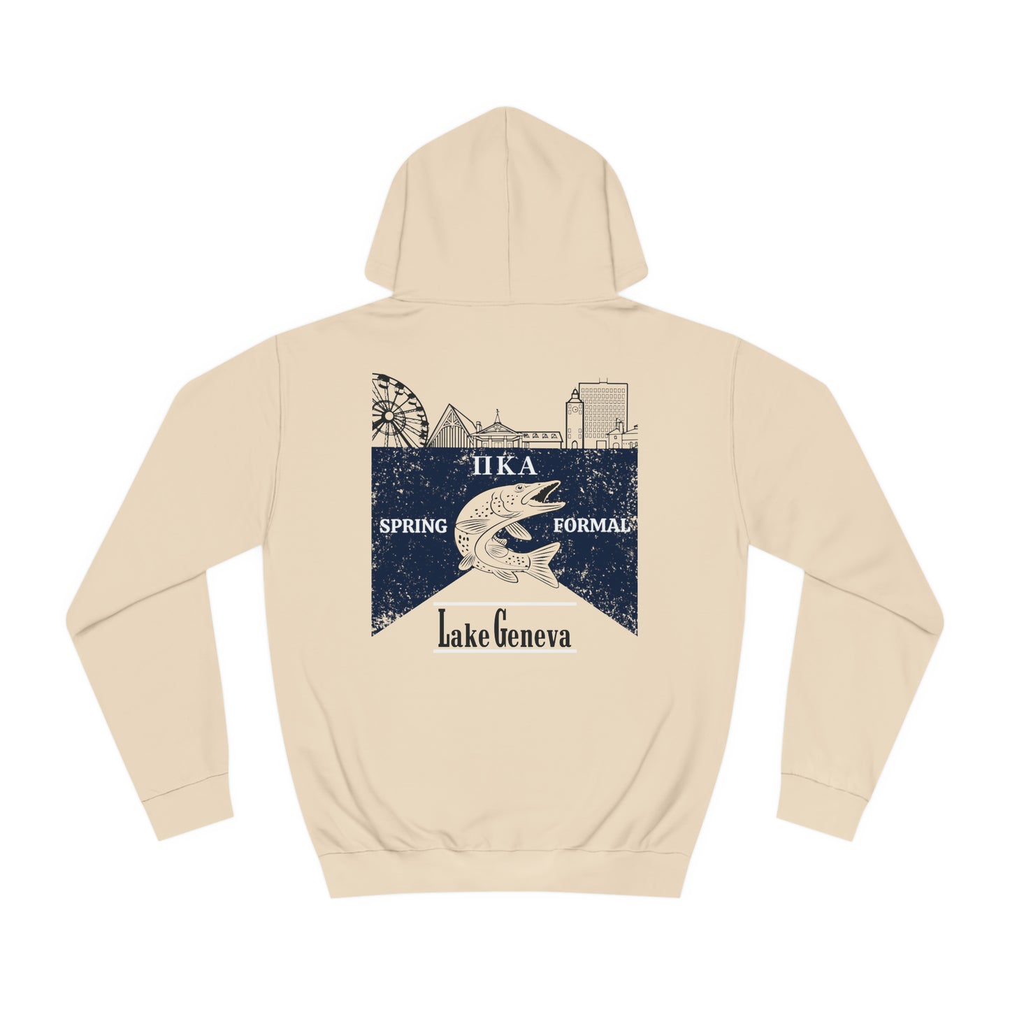 Pike Final Mockup Navy Unisex Hoodie Medium Weight (brown and navy yellow)