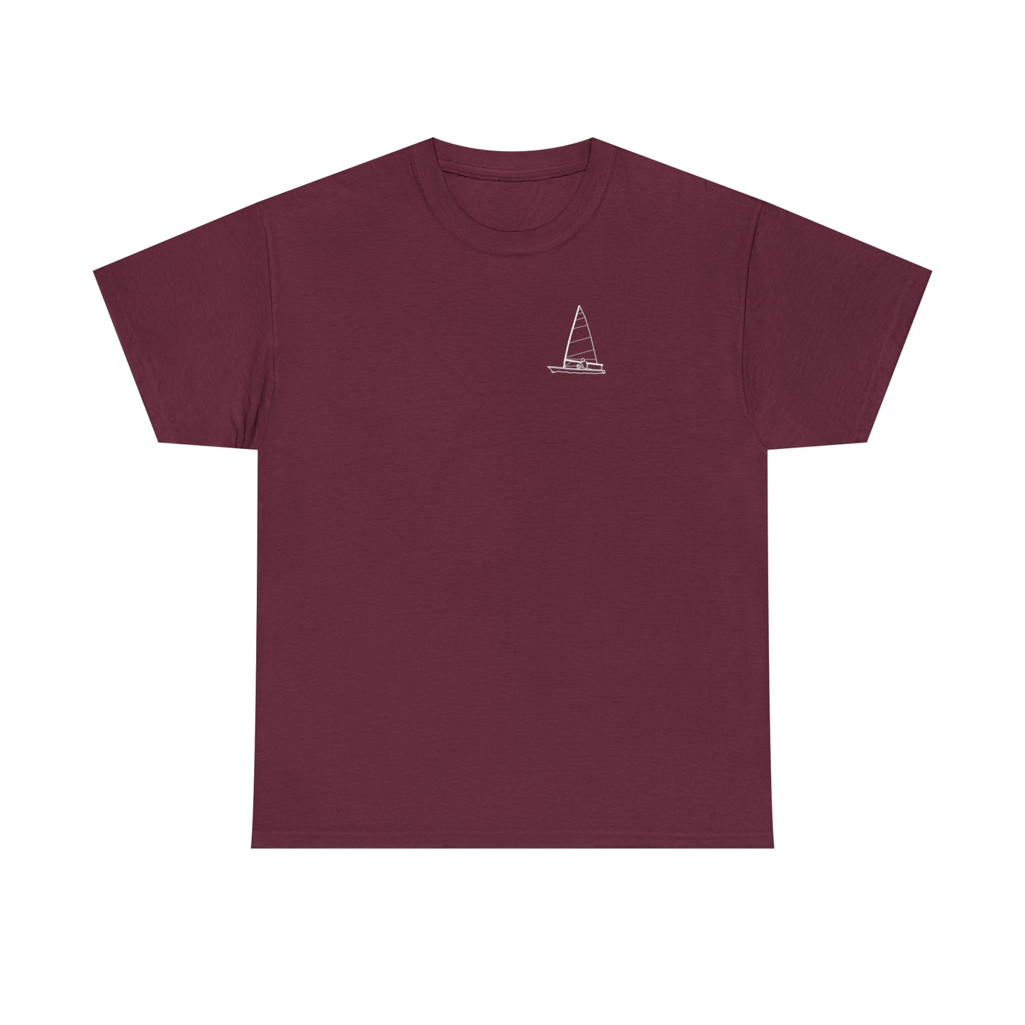 Manitowish Waters Sailboat Patch and Coordinates - Unisex Heavy Tee Shirt