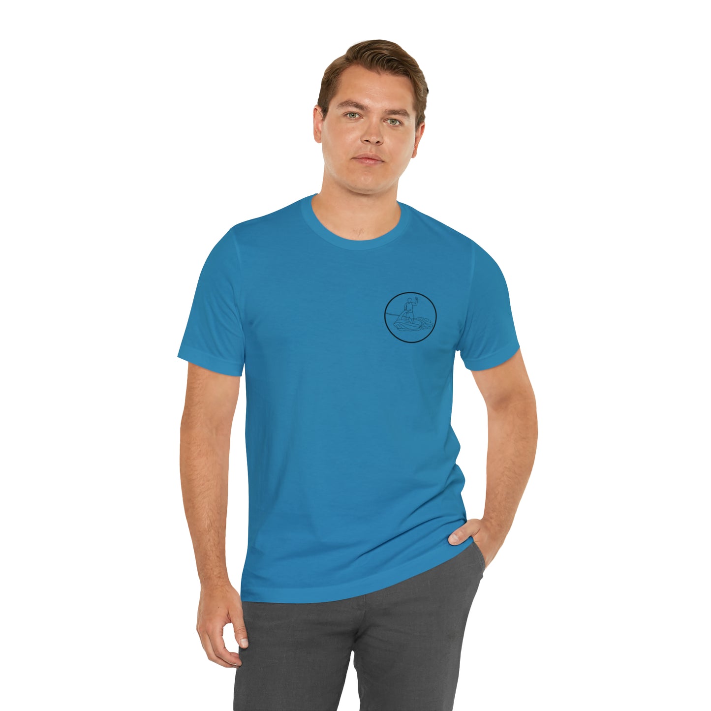 Standup Jetski Front, 2008 Malibu Wakesetter - Okauchee Lake Unisex Lightweight Short Sleeve Tee