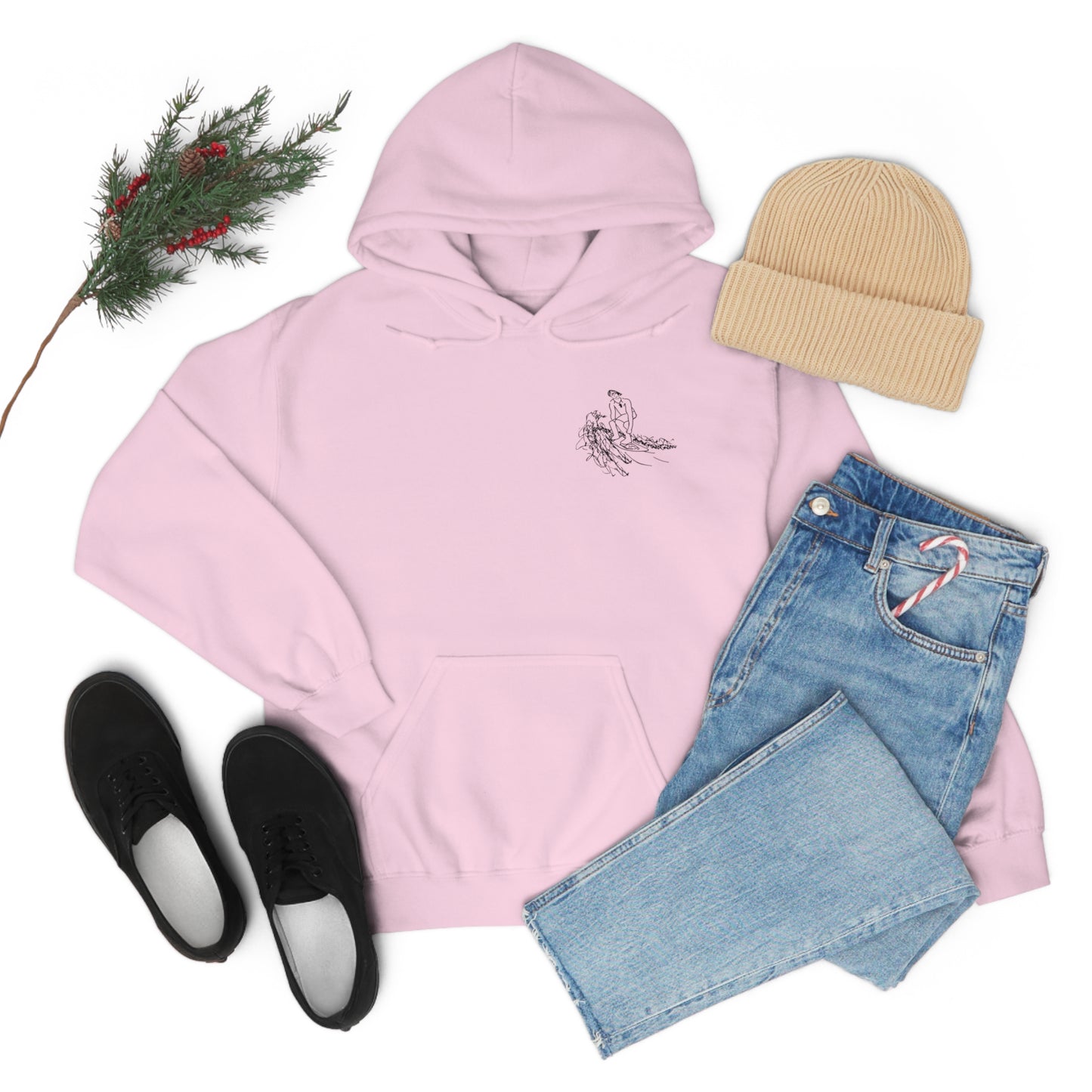 Surf Sketch Patch, Malibu Wakesetter - Lac LaBelle Unisex Heavyweight Hooded Sweatshirt