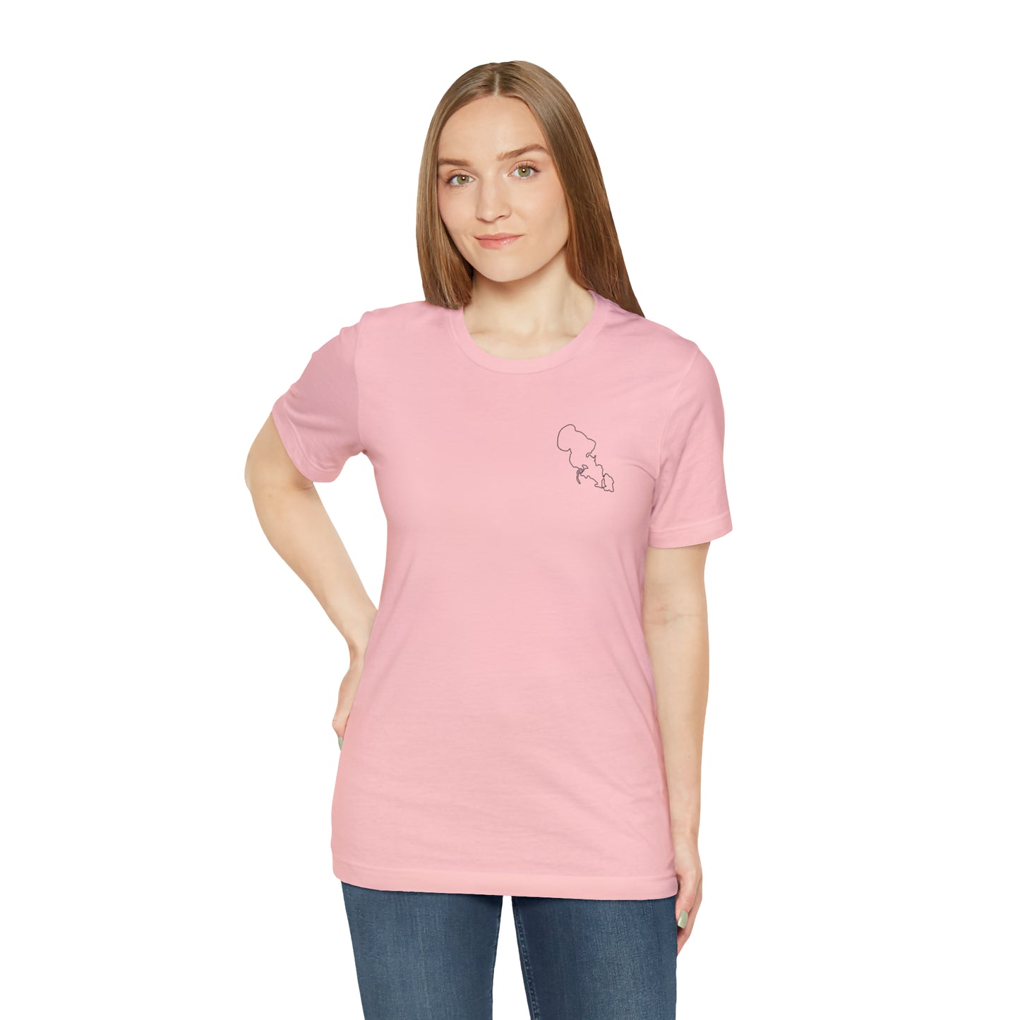 Row Boat Dog Fishing Color - Lac LaBelle Unisex Lightweight Short Sleeve Tee