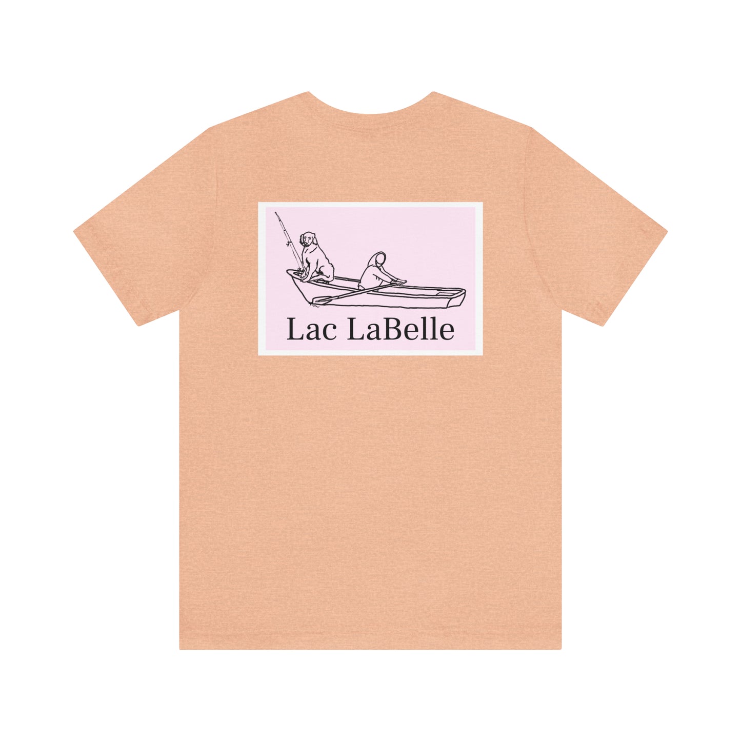 Row Boat Dog Fishing Color - Lac LaBelle Unisex Lightweight Short Sleeve Tee