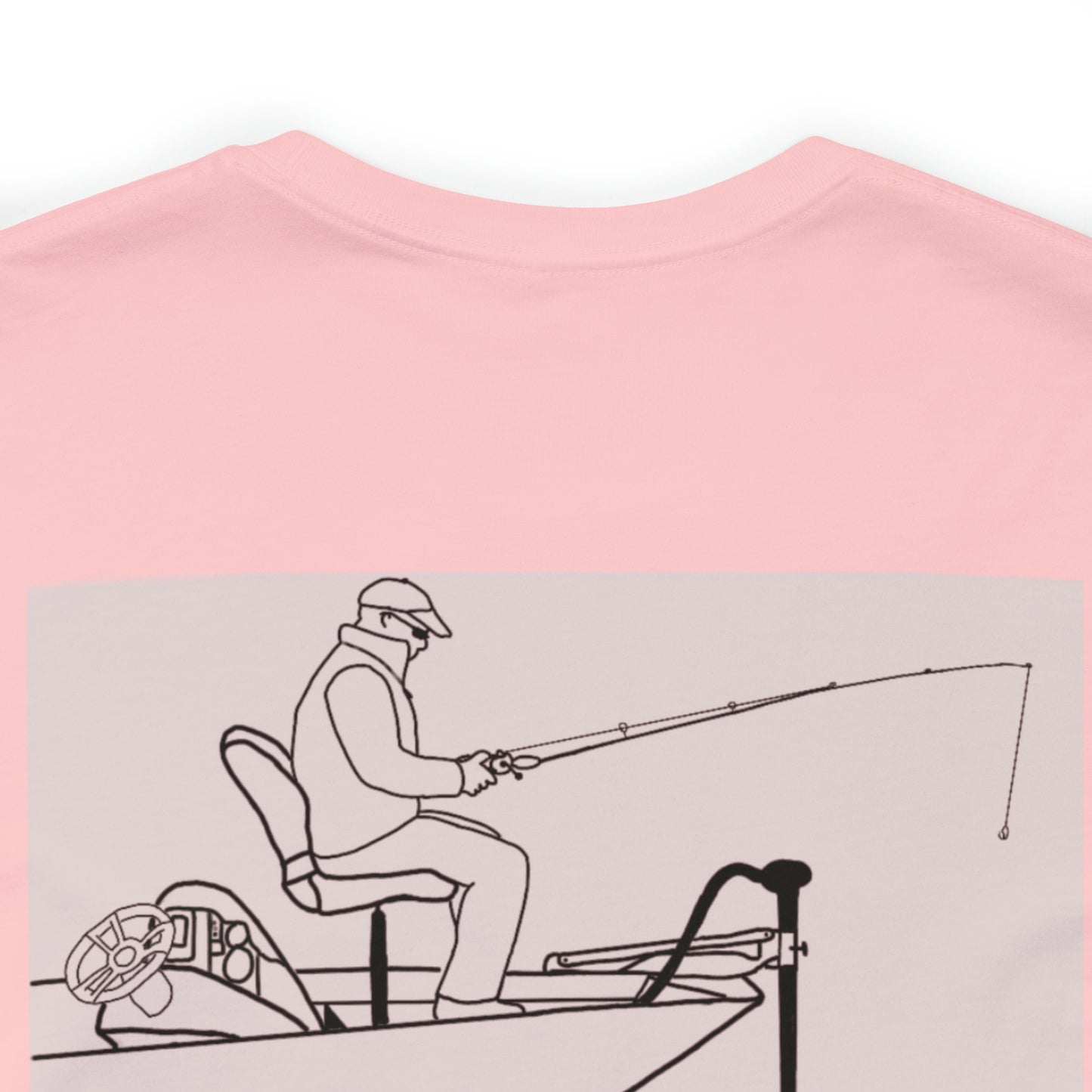 Fowler Lake front, Fishing with Blue Background - Bella & Canvas Unisex Short Sleeve Tee