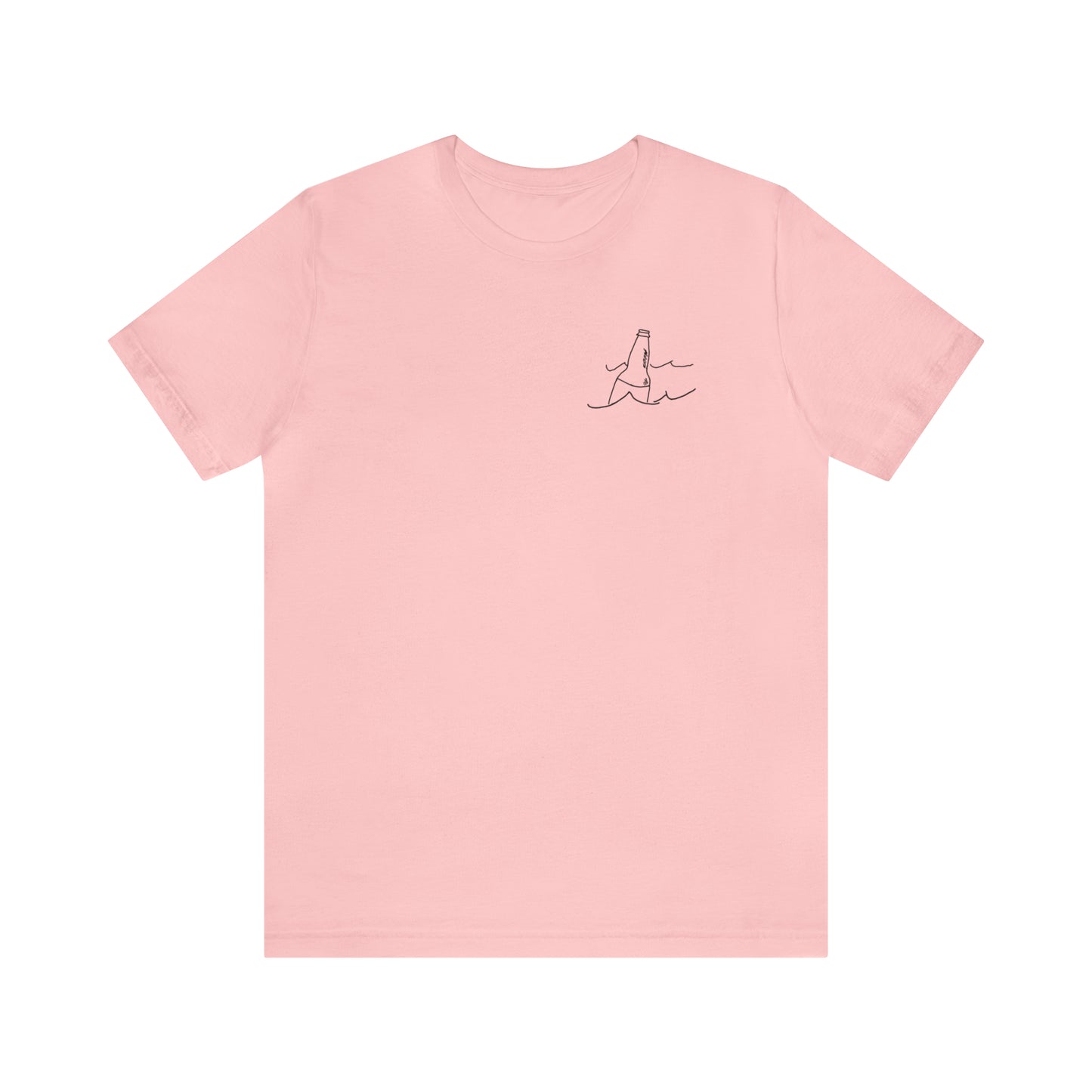 Lac LaBelle, Bottle Front & Surfing Sketch -Unisex Lightweight Short Sleeve Tee
