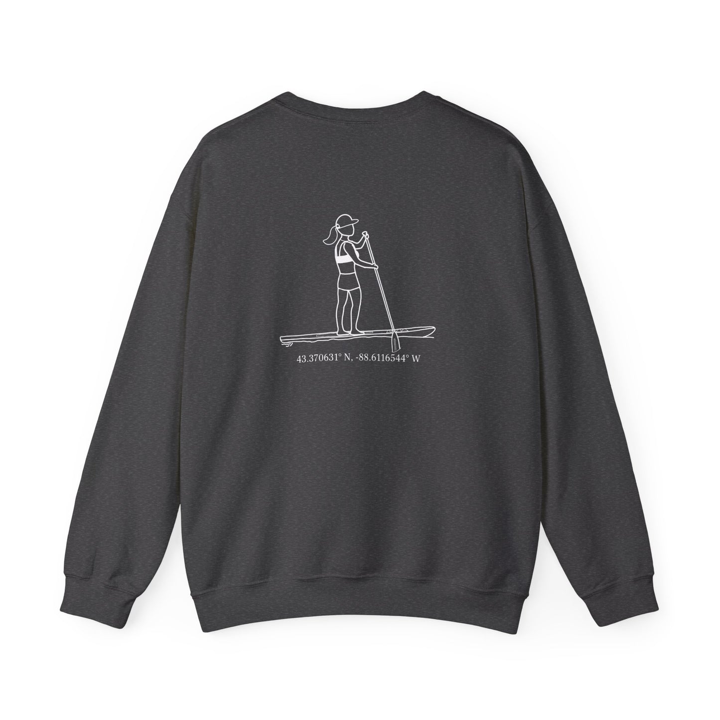 Paddle Board Girl - Sinissippi Lake Unisex Heavy Blend™ Crewneck Sweatshirt