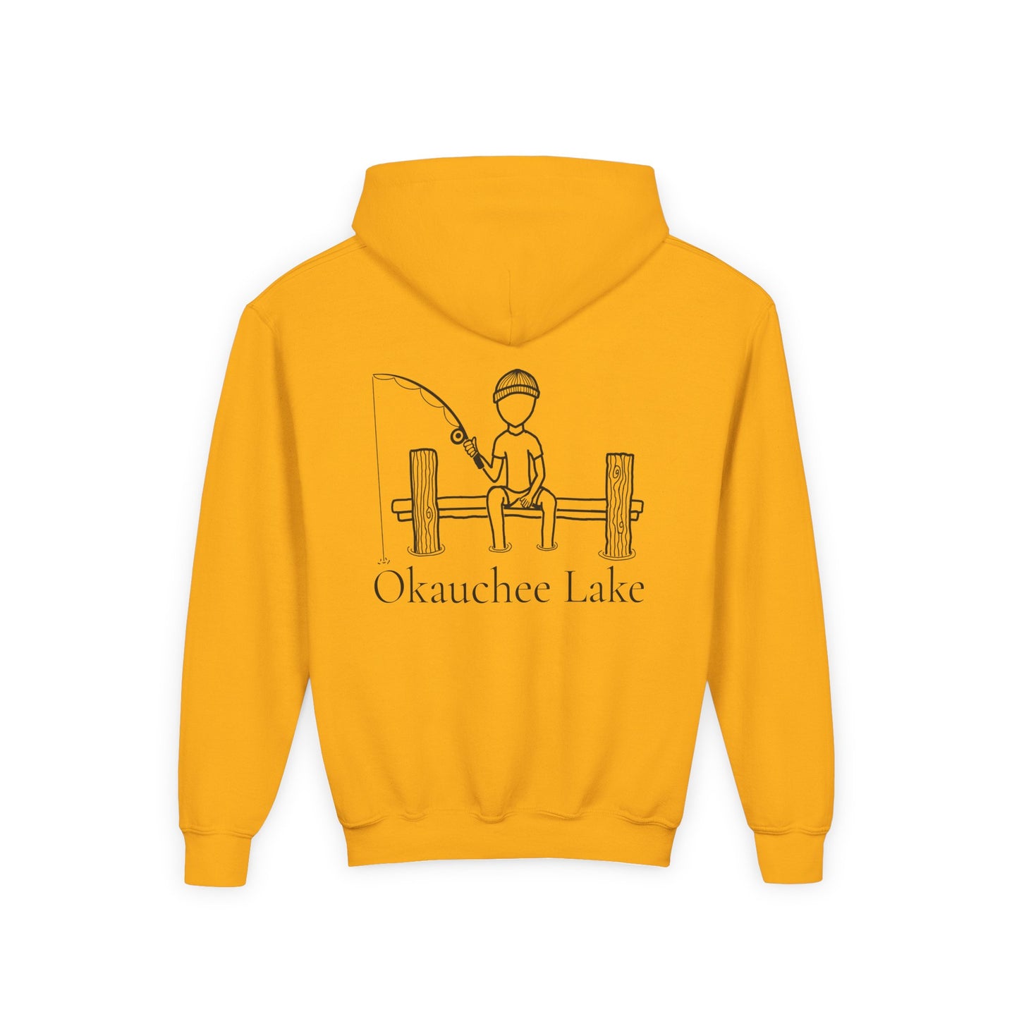 Fishing off Dock Okauchee Lake Youth Hoodie