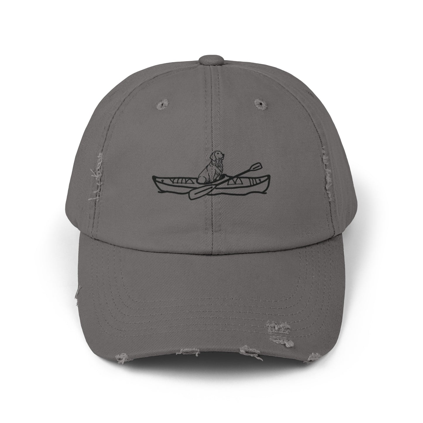 Kayak Dog Golden Retriever Unisex Distressed Cap
