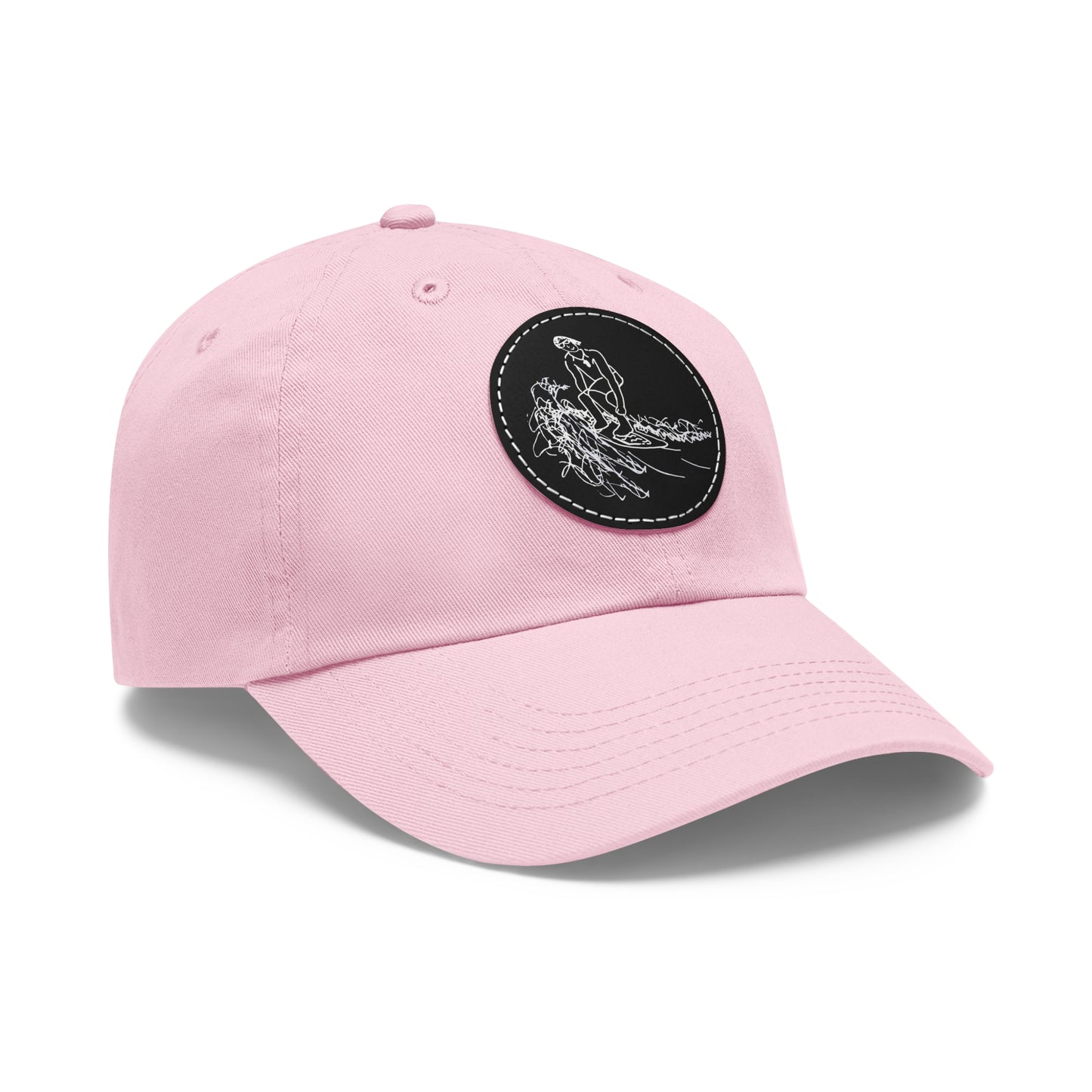 Embroidered Hat With Leather Patch - Surf Sketch