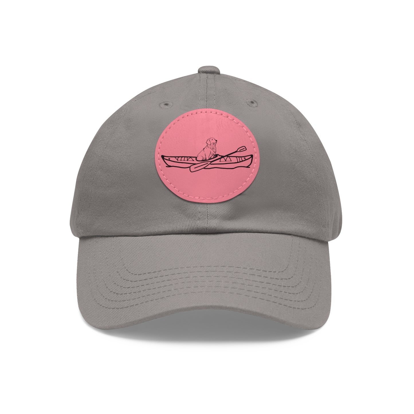 Kayak Dog Golden Retriever - Dad Hat with Leather Patch (Round)