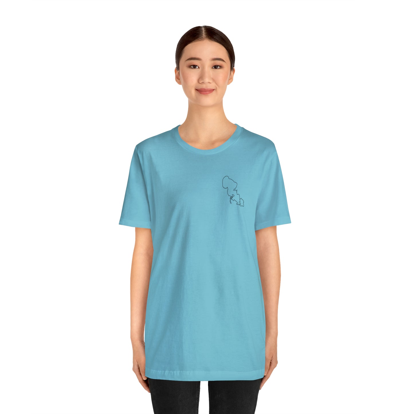 Row Boat Dog Fishing Color - Lac LaBelle Unisex Lightweight Short Sleeve Tee