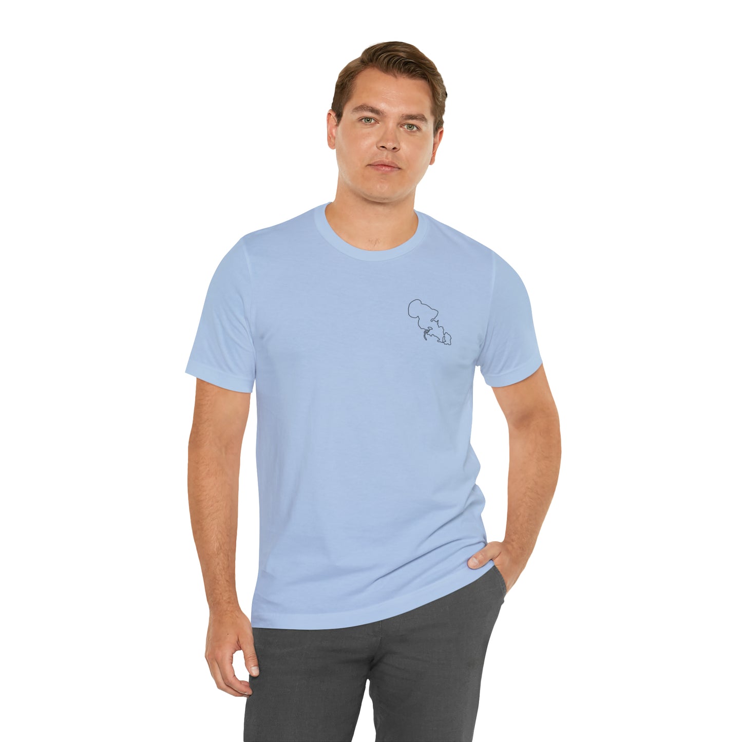 Row Boat Dog Fishing Color - Lac LaBelle Unisex Lightweight Short Sleeve Tee