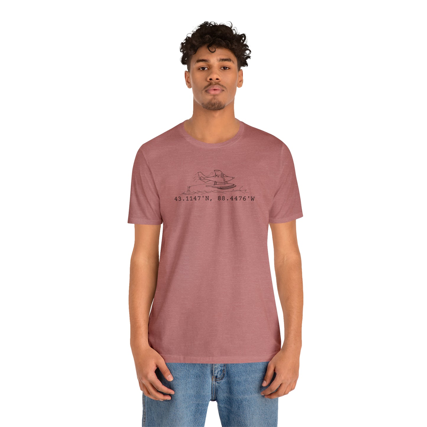 Okauchee Lake, Float Plane Front- Unisex Lightweight Short Sleeve Tee