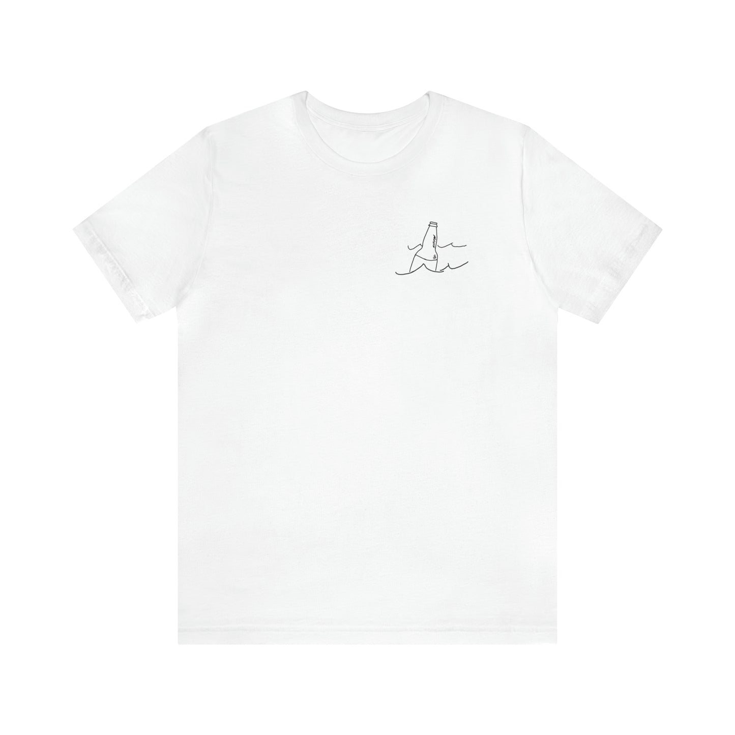 Lac LaBelle, Bottle Front & Surfing Sketch -Unisex Lightweight Short Sleeve Tee