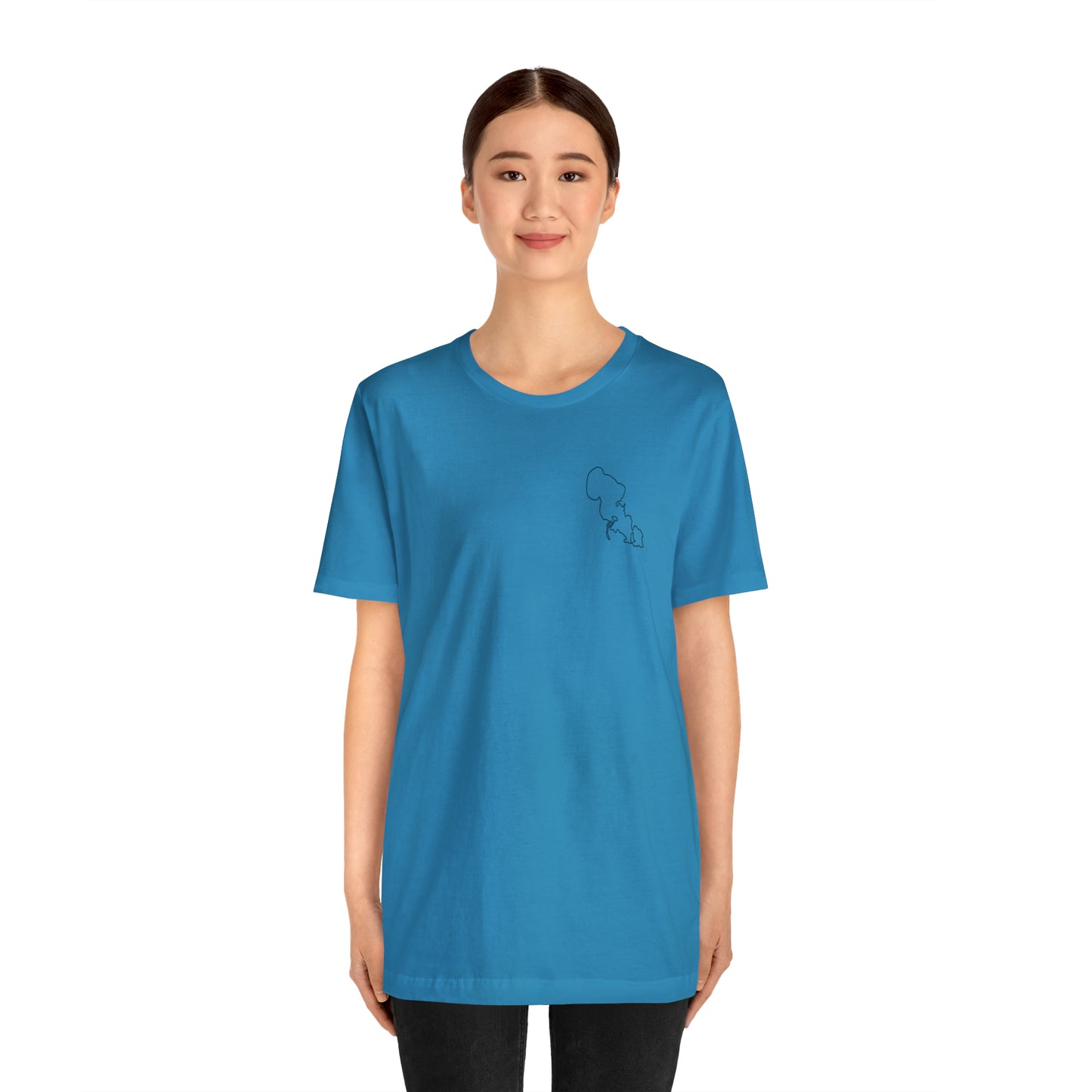Row Boat Dog Fishing Color - Lac LaBelle Unisex Lightweight Short Sleeve Tee