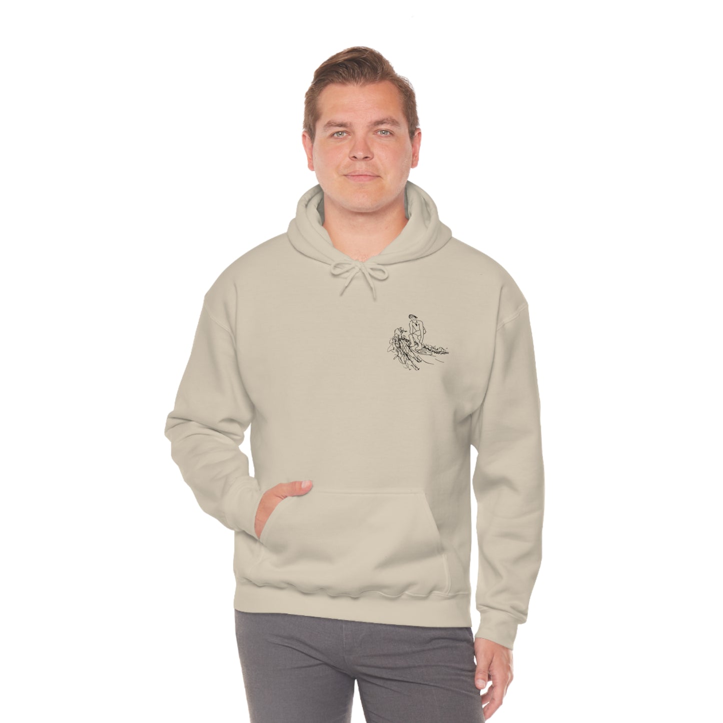 Surf Sketch Patch, Malibu Wakesetter - Lac LaBelle Unisex Heavyweight Hooded Sweatshirt