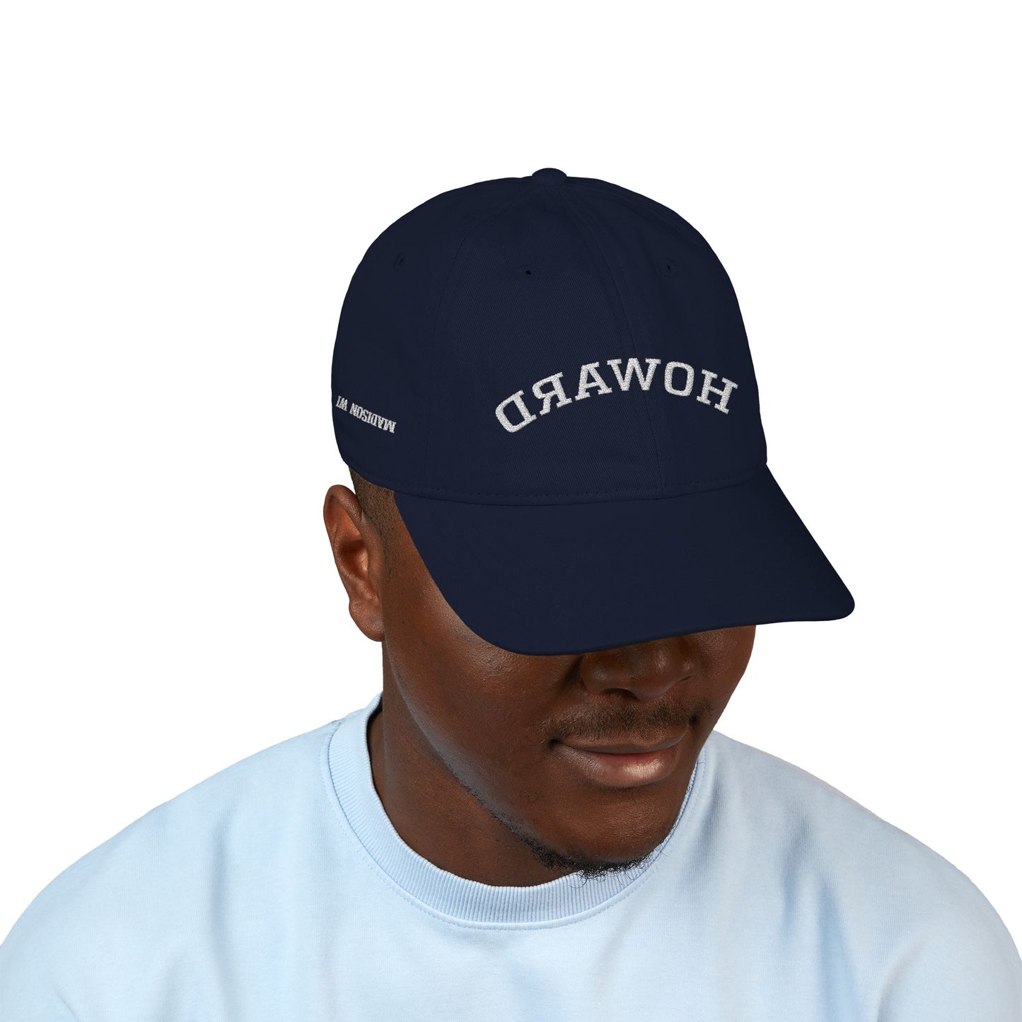 Organic Embroidered Baseball Cap, Eco-Friendly Hat for Outdoor Lovers, Gift for Sports Enthusiasts, Perfect for Summer, Navy HOWARD