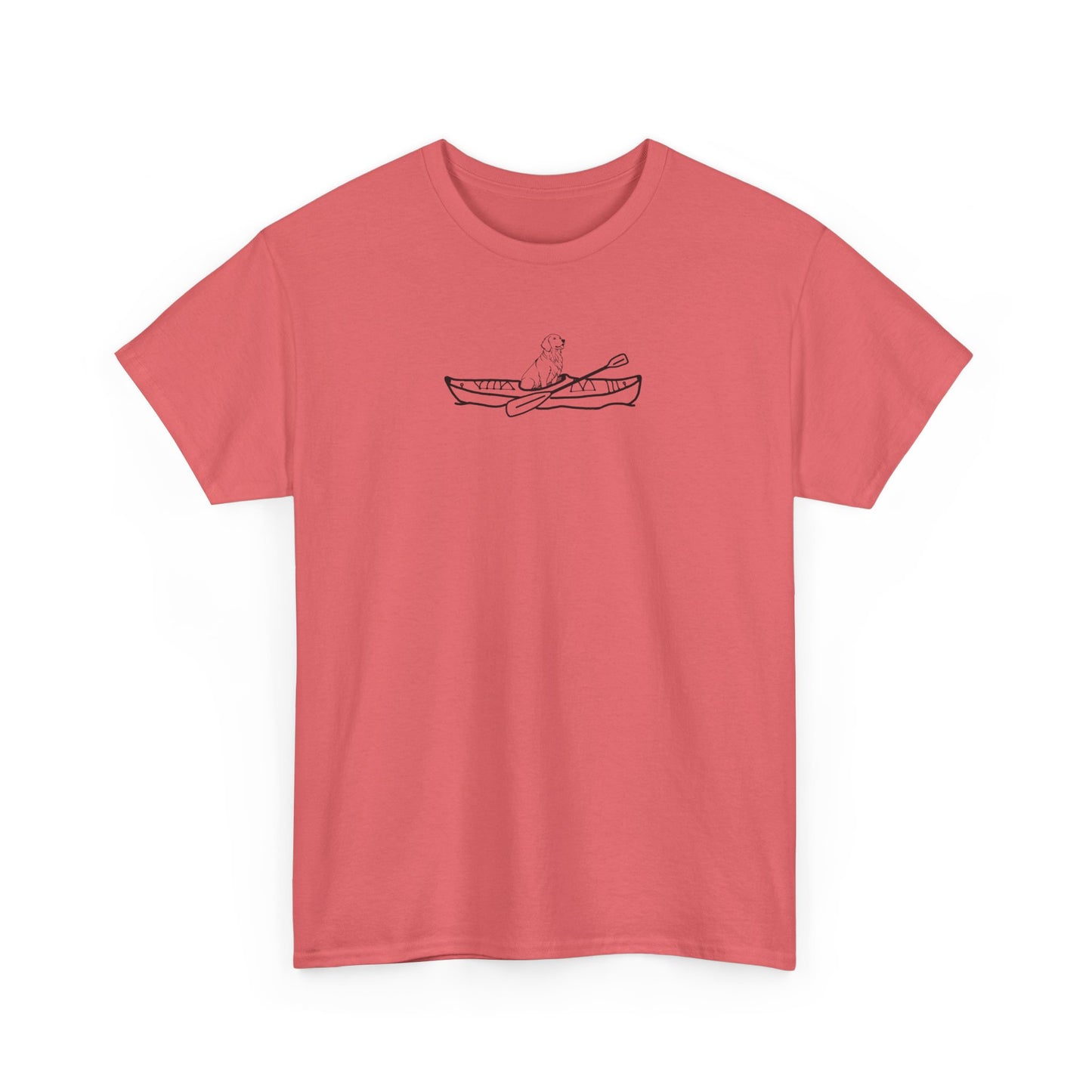 Unisex Heavy Cotton Tee (Kayak Dog Golden Retriever Design)