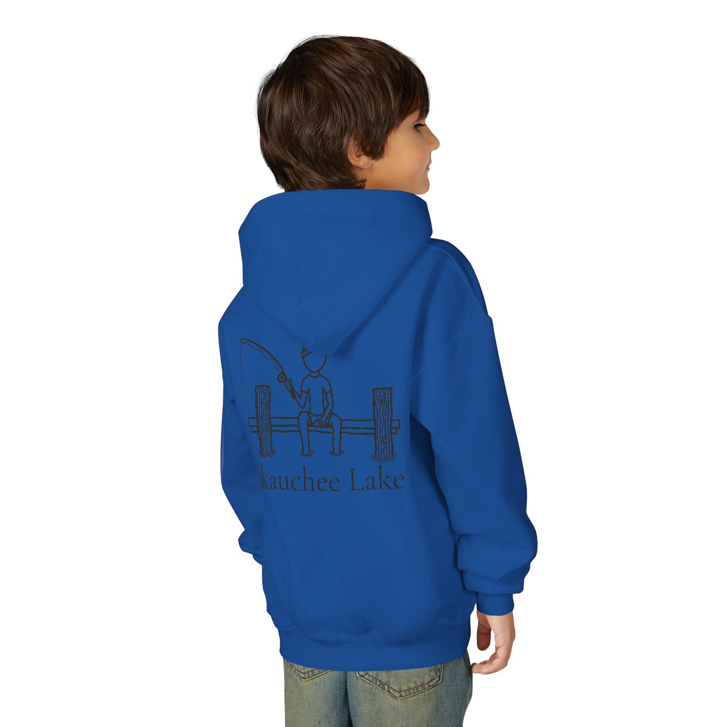 Fishing off Dock Okauchee Lake Youth Hoodie