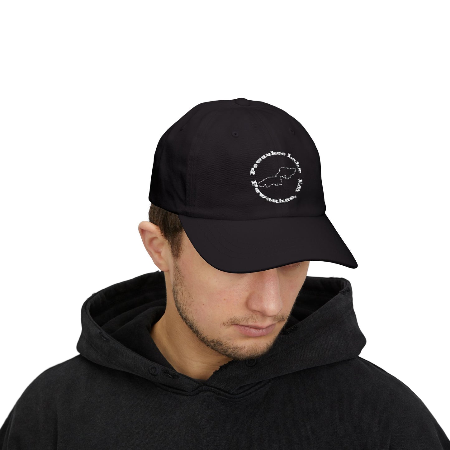Pewaukee Lake Embroidered White Circle Classic Cap