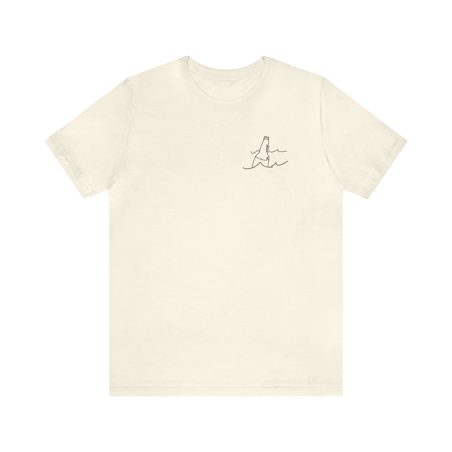 Lac LaBelle, Bottle Front & Surfing Sketch -Unisex Lightweight Short Sleeve Tee