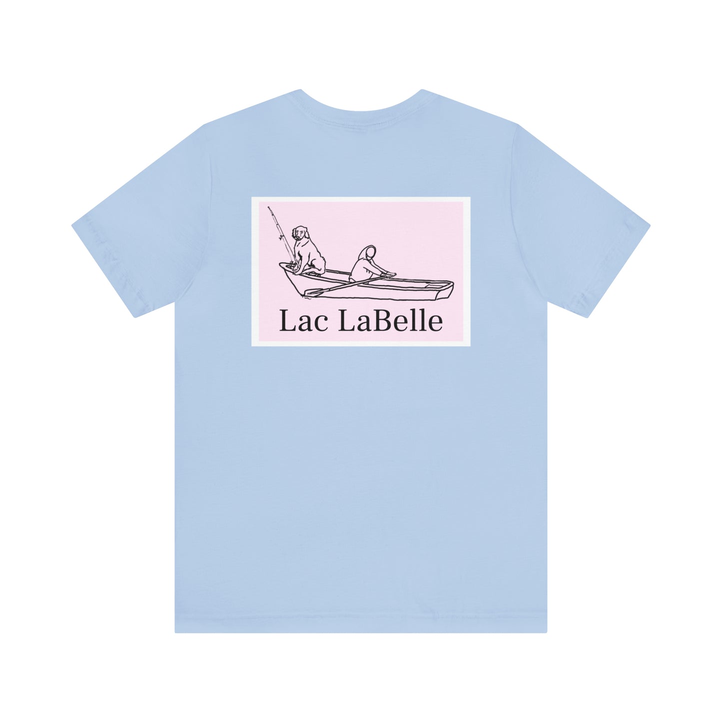 Row Boat Dog Fishing Color - Lac LaBelle Unisex Lightweight Short Sleeve Tee