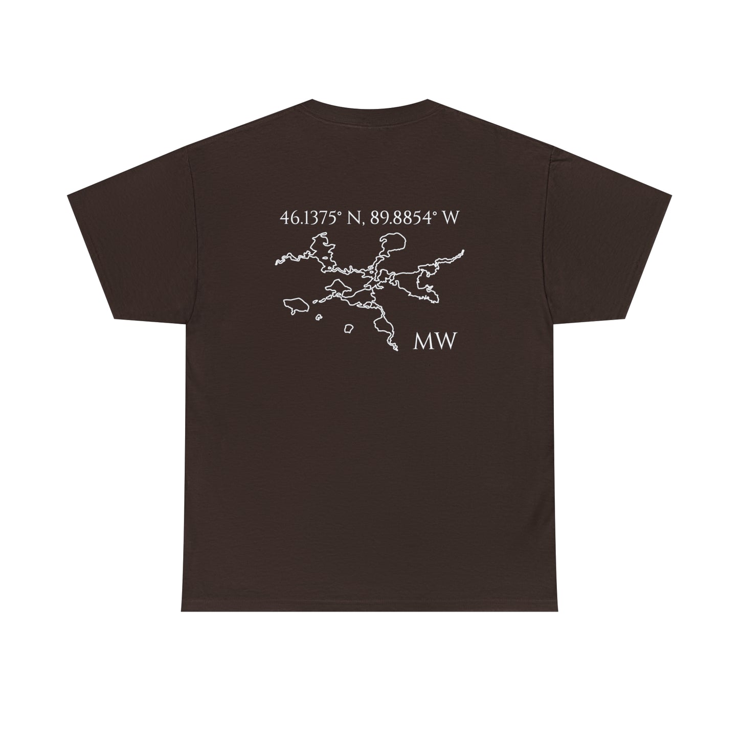 Manitowish Waters Sailboat Patch and Coordinates - Unisex Heavy Tee Shirt