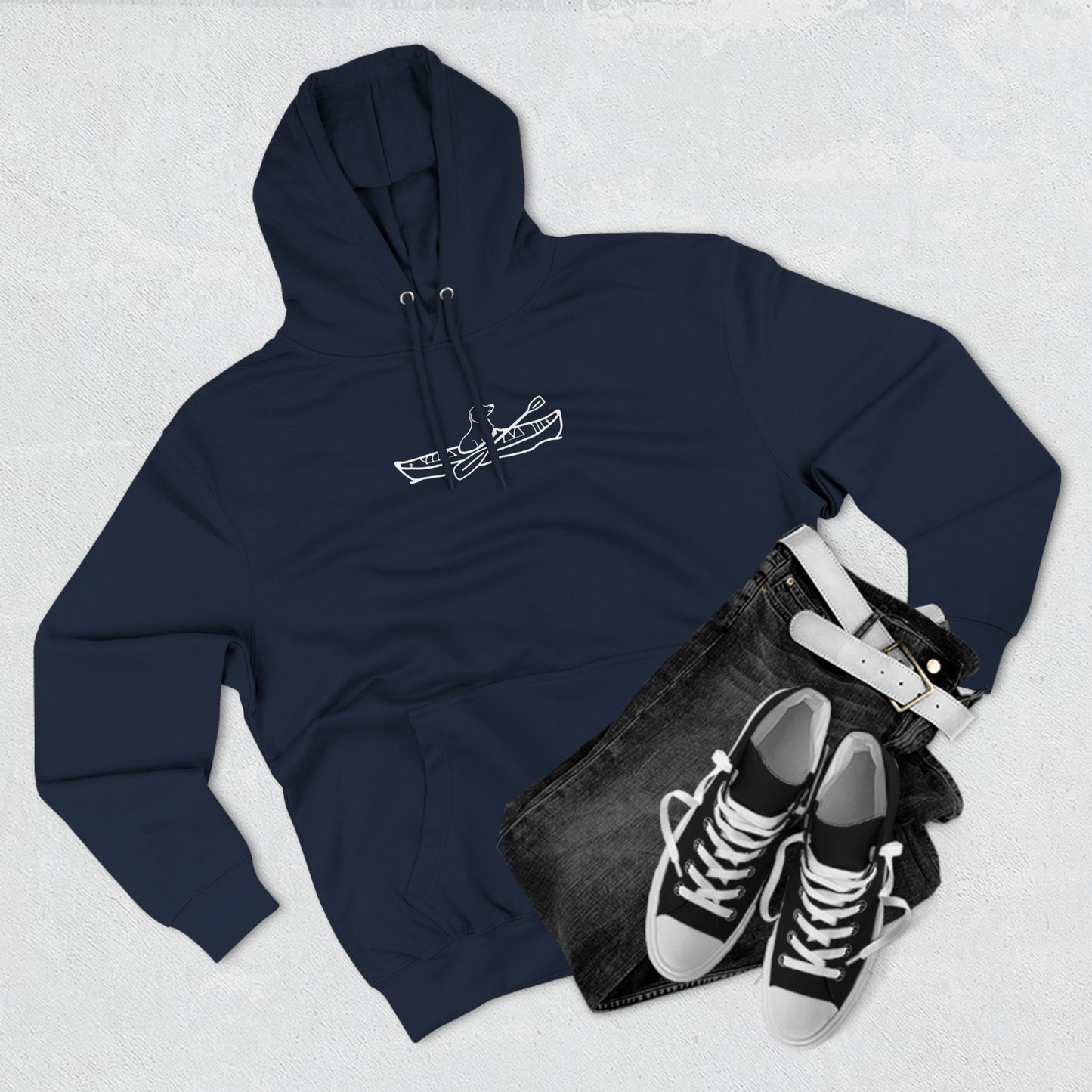 Kayak Dog - Dachshund Plain, Three-Panel Fleece Hoodie Unisex (LS)