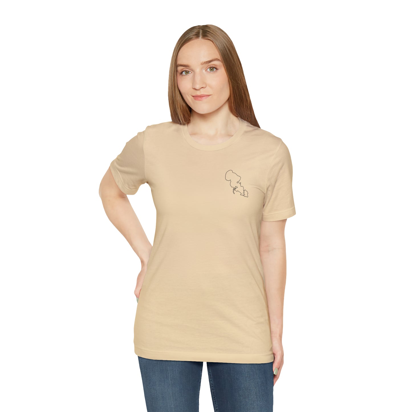 Row Boat Dog Fishing Color - Lac LaBelle Unisex Lightweight Short Sleeve Tee