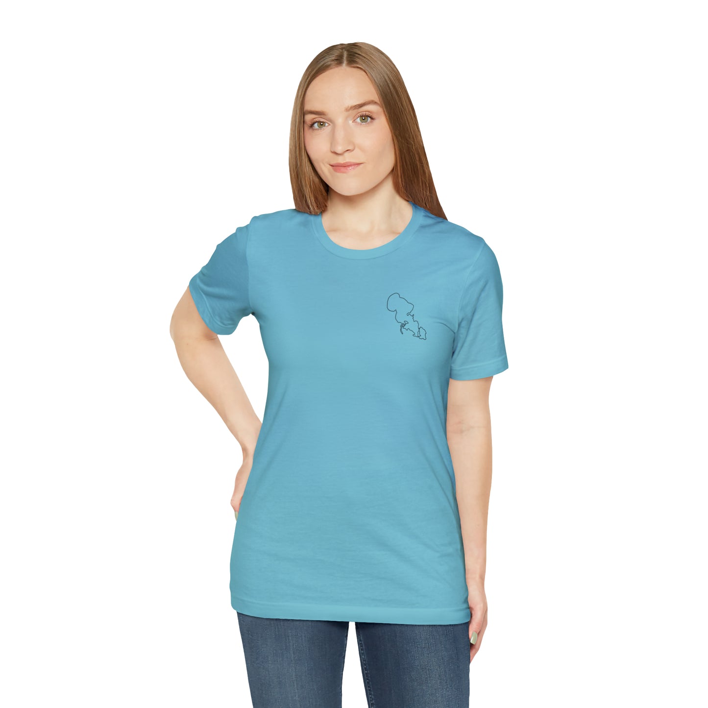 Row Boat Dog Fishing Color - Lac LaBelle Unisex Lightweight Short Sleeve Tee