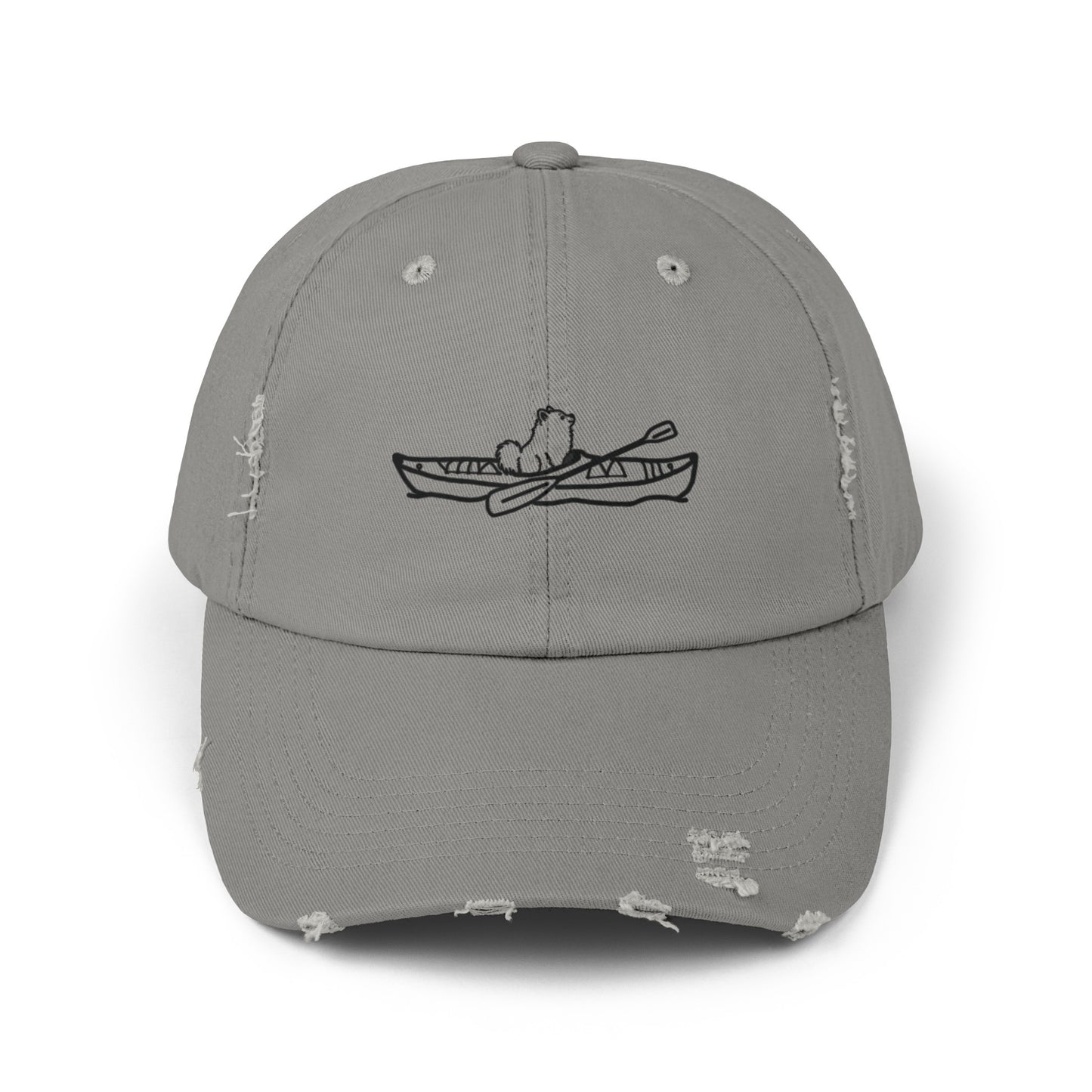 Kayak Dog Pomeranian Unisex Distressed Cap