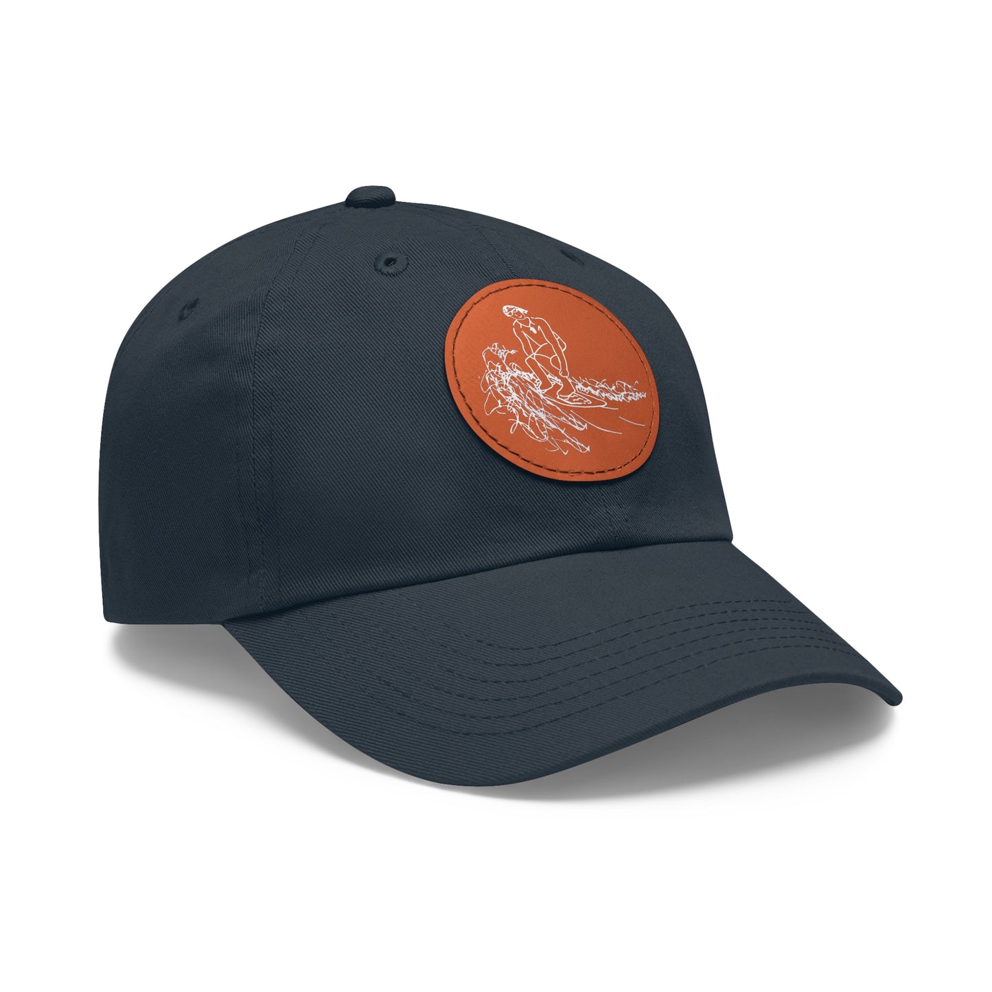 Embroidered Hat With Leather Patch - Surf Sketch