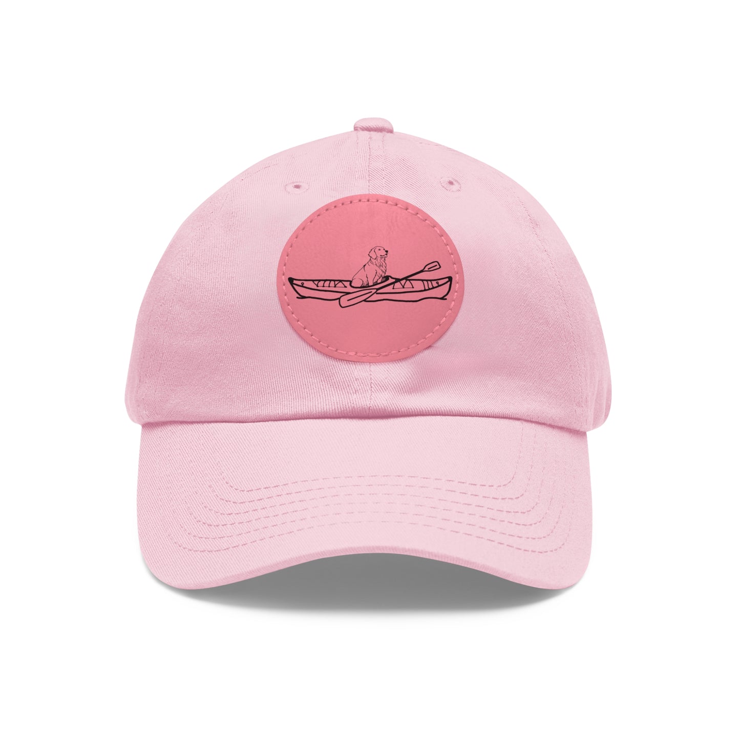 Kayak Dog Golden Retriever - Dad Hat with Leather Patch (Round)