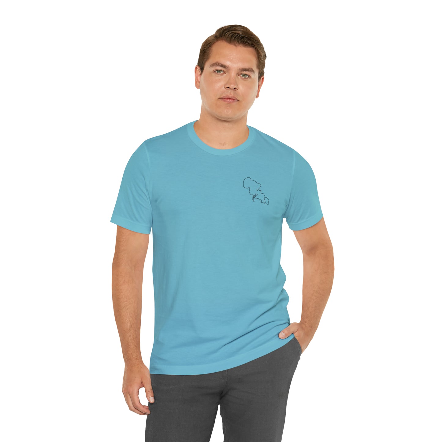 Row Boat Dog Fishing Color - Lac LaBelle Unisex Lightweight Short Sleeve Tee