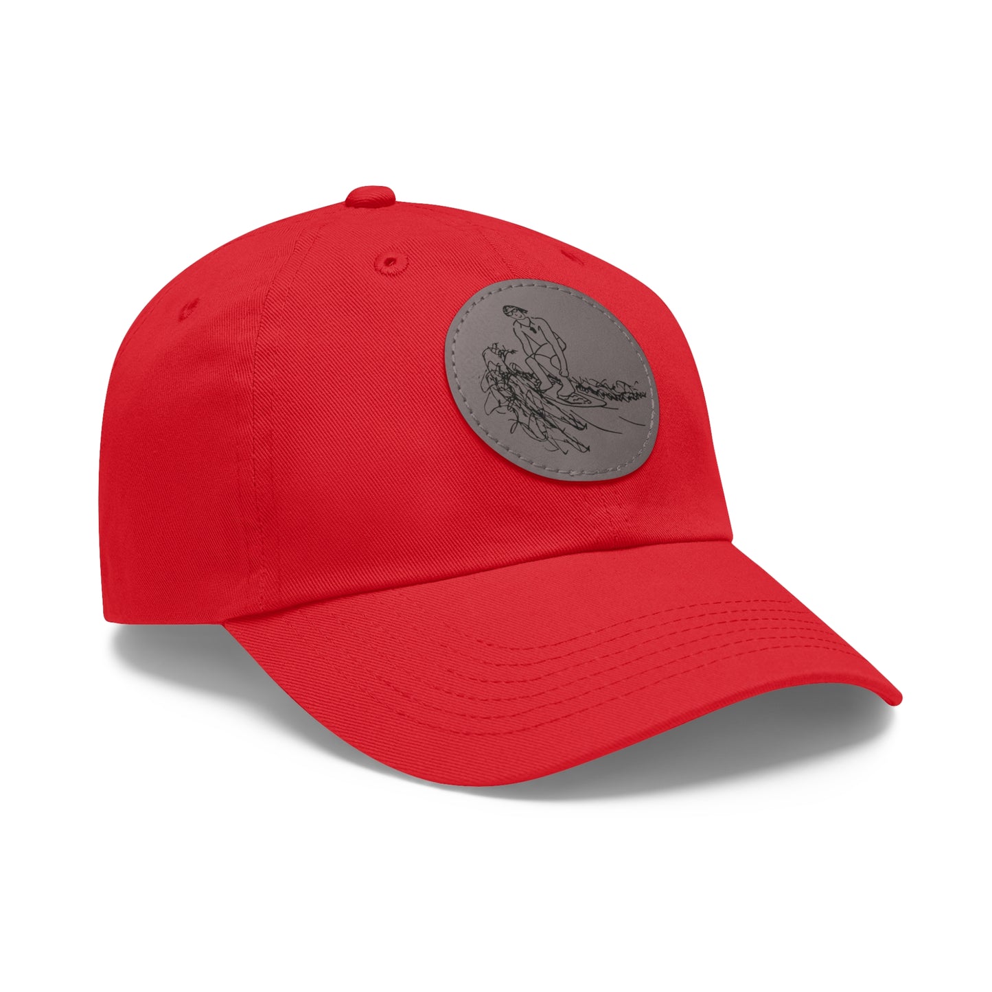Embroidered Hat With Leather Patch - Surf Sketch
