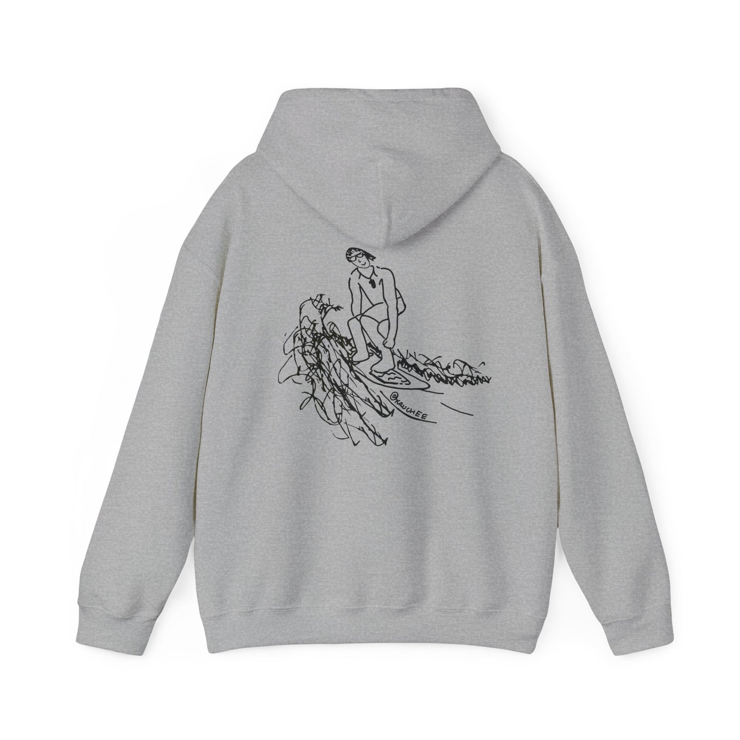 Surfing Sketch (Okauchee Lake) Unisex Heavy Blend Hooded Sweatshirt