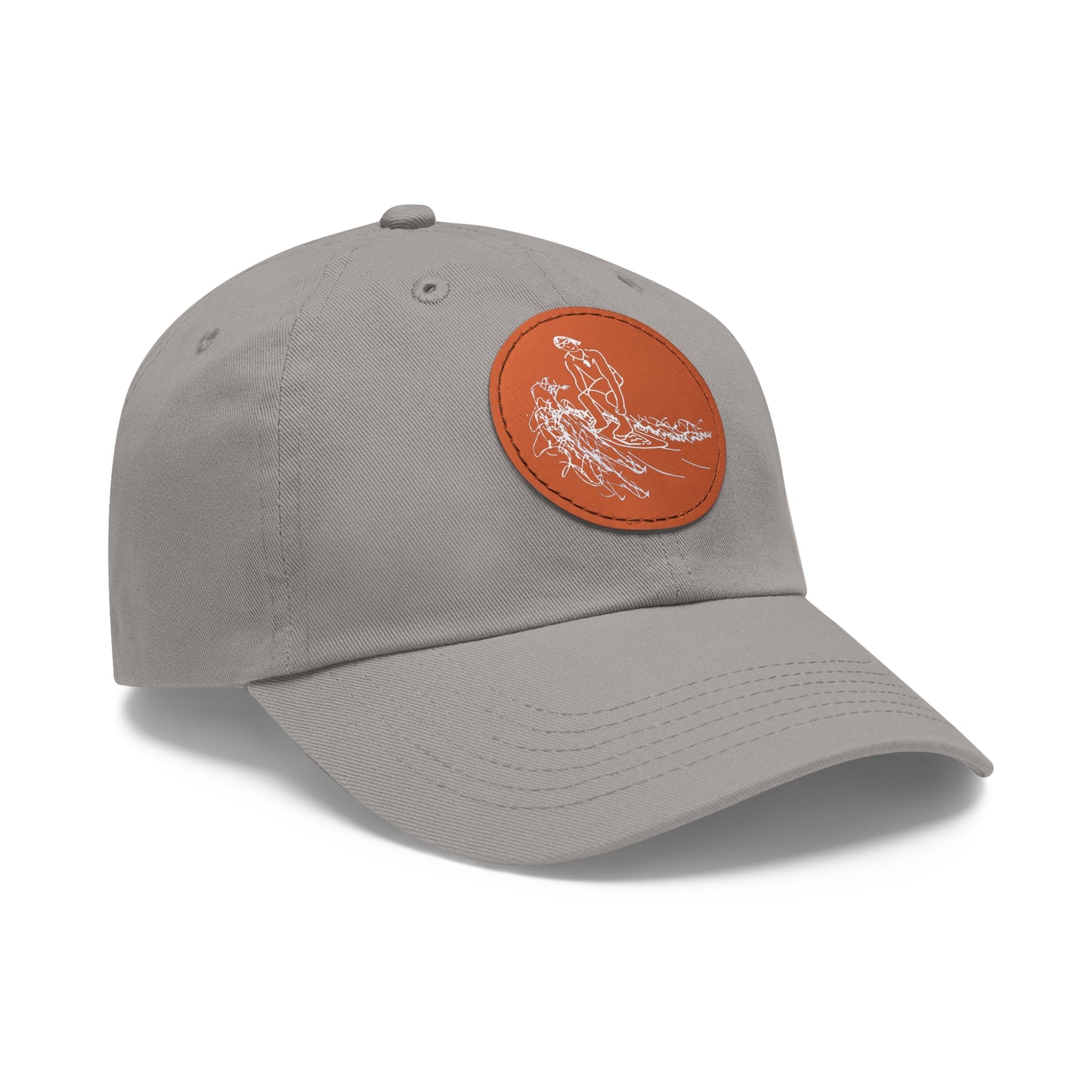 Embroidered Hat With Leather Patch - Surf Sketch