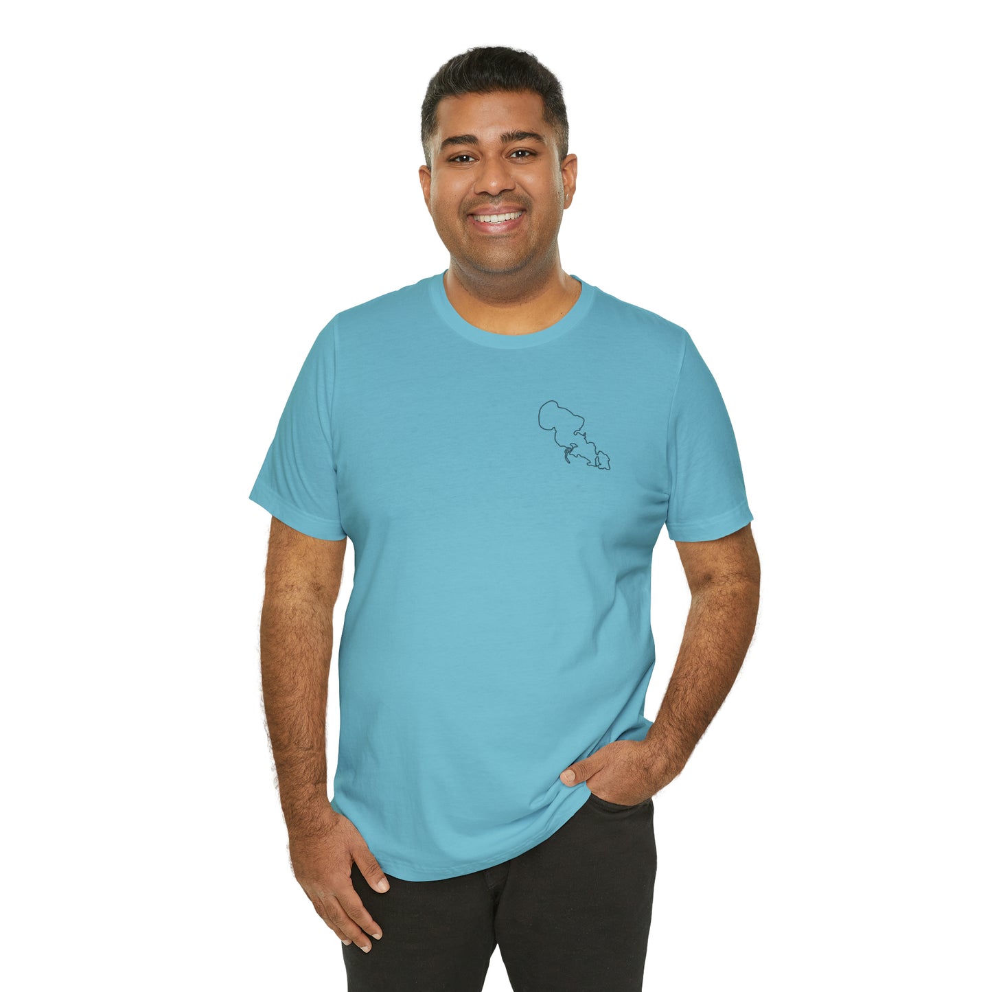 Row Boat Dog Fishing Color - Lac LaBelle Unisex Lightweight Short Sleeve Tee