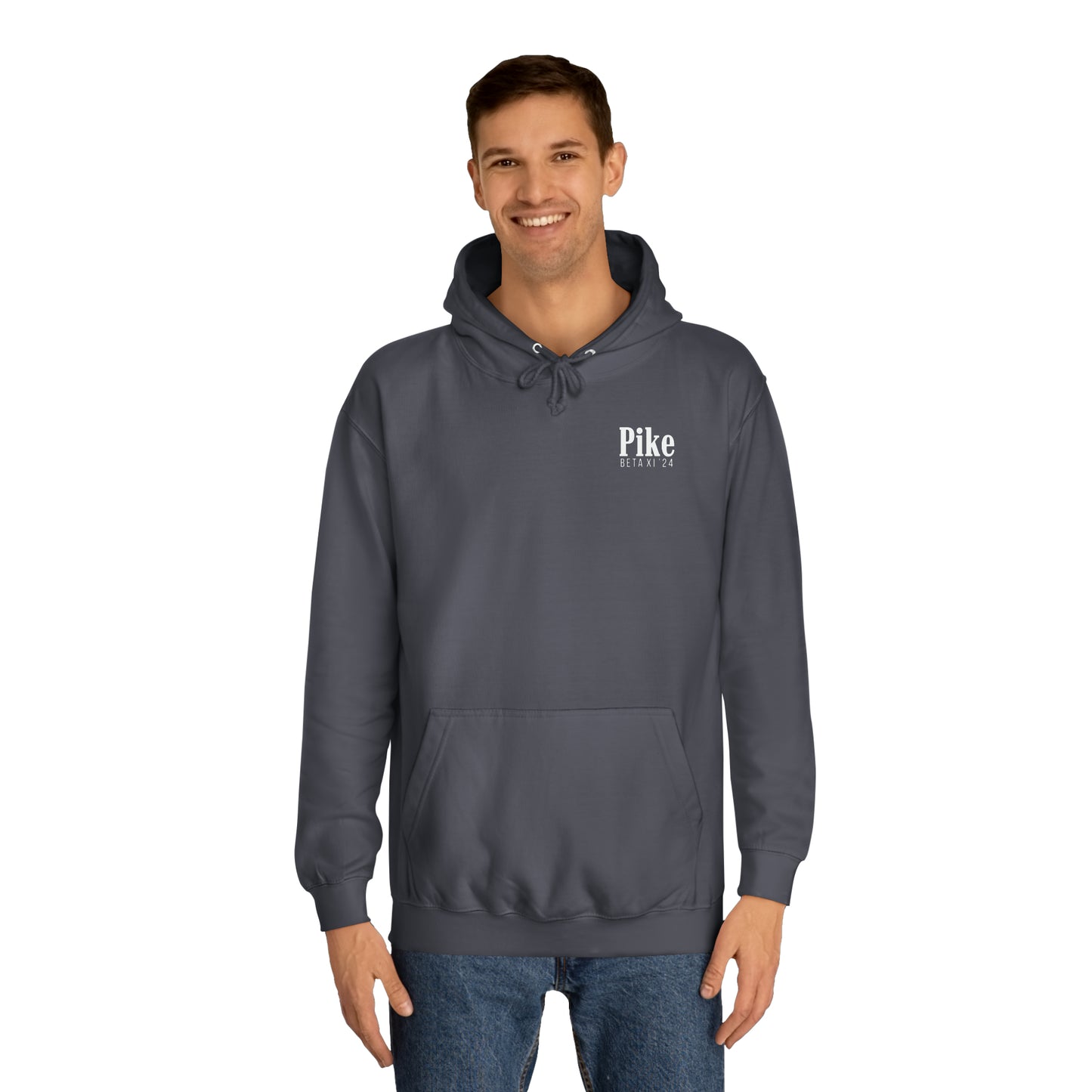 Pike Final Mockup Navy Unisex Hoodie Medium Weight (brown and navy yellow)