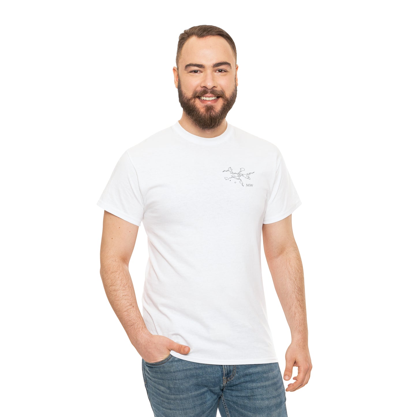 Manitowish Waters Fishing Off Dock - Unisex Heavyweight Short Sleeve Tee