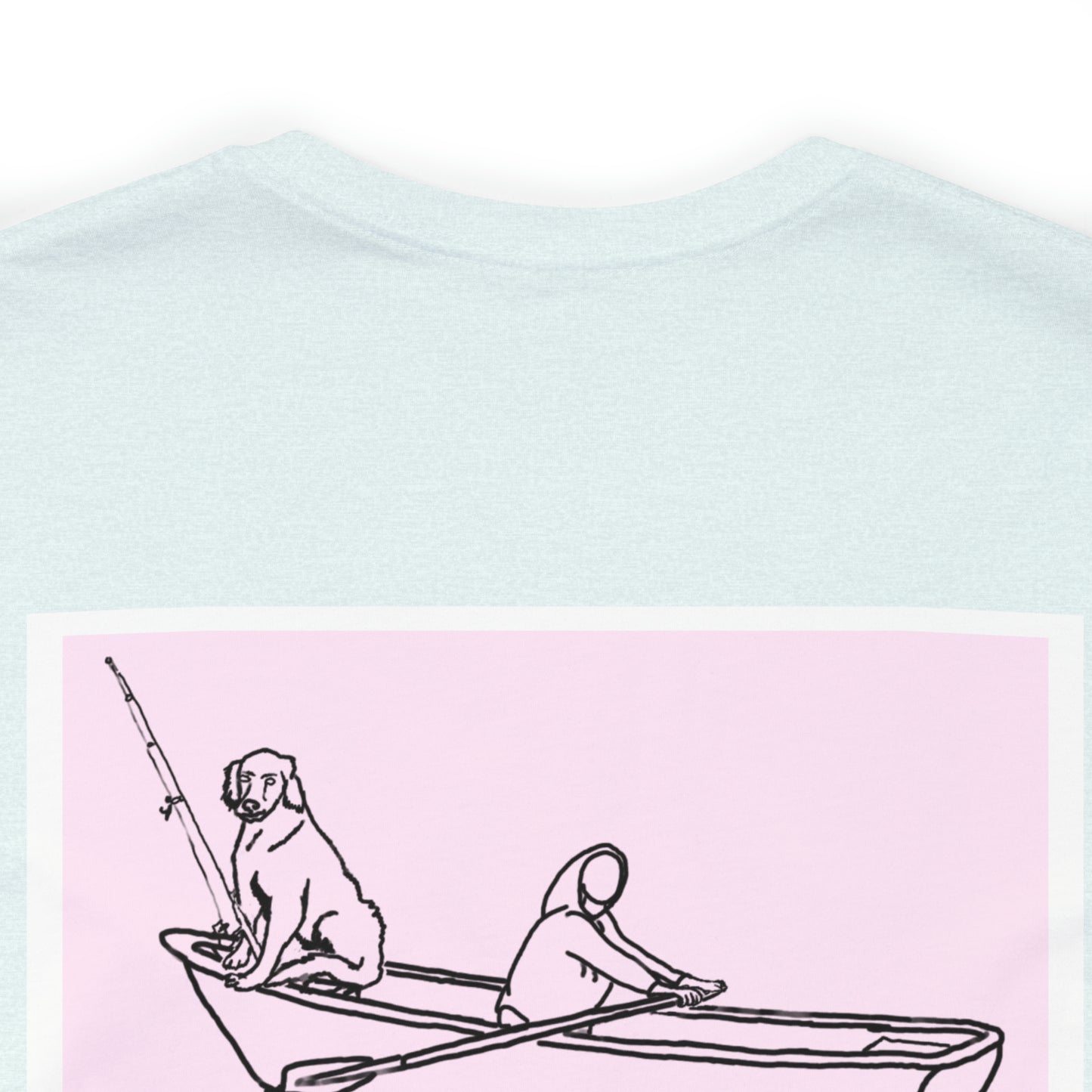 Row Boat Dog Fishing Color - Lac LaBelle Unisex Lightweight Short Sleeve Tee