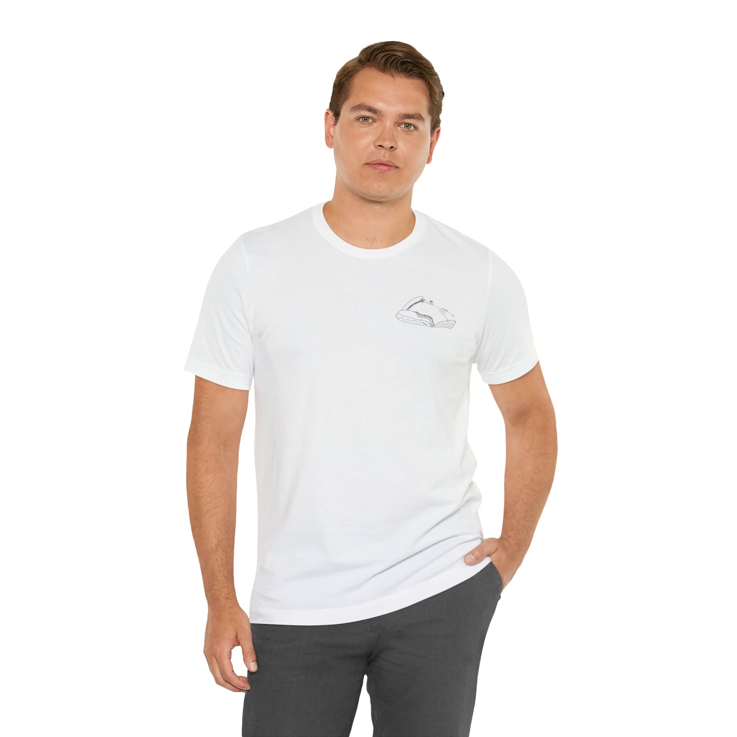 Okauchee Lake, Standup Jetski Fall - Unisex Lightweight Short Sleeve Tee