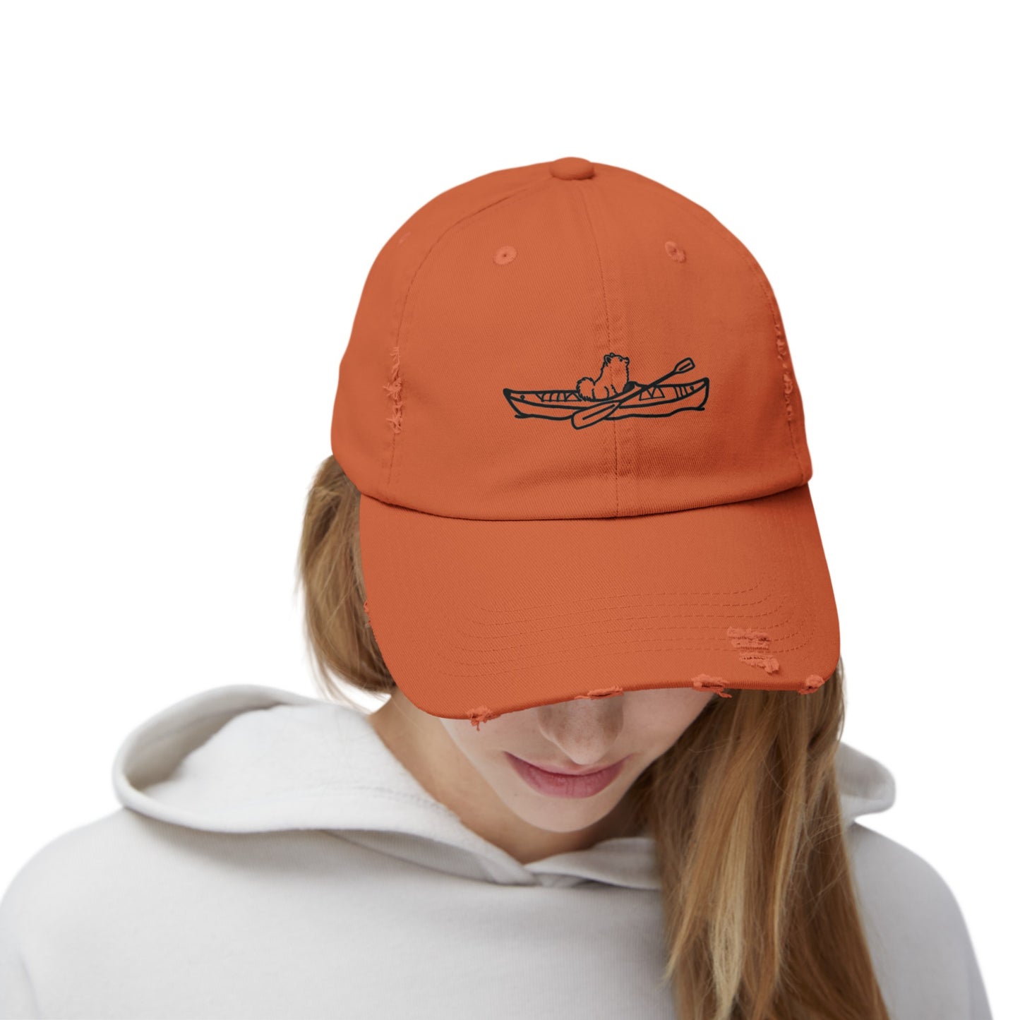Kayak Dog Pomeranian Unisex Distressed Cap