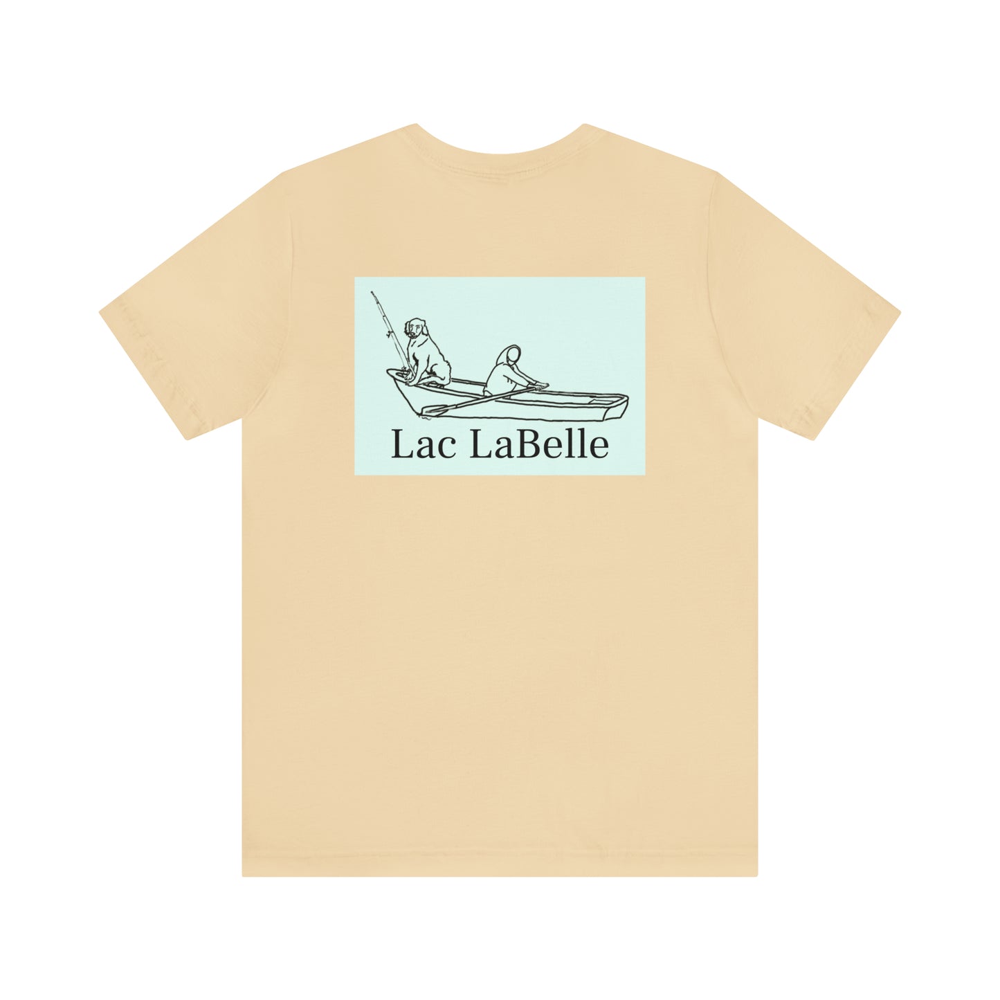 Row Boat Dog Fishing Color - Lac LaBelle Unisex Lightweight Short Sleeve Tee