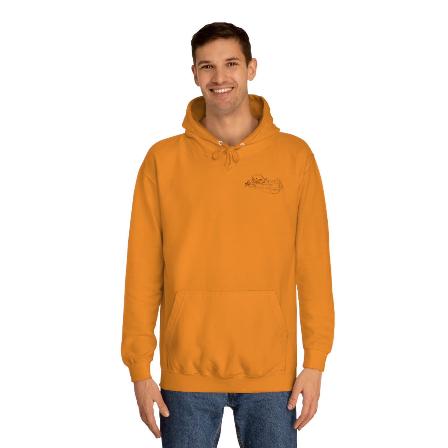 Pontoon Boat Family with Dogs Front Patch - Lac LaBelle Unisex Hoodie Medium Weight