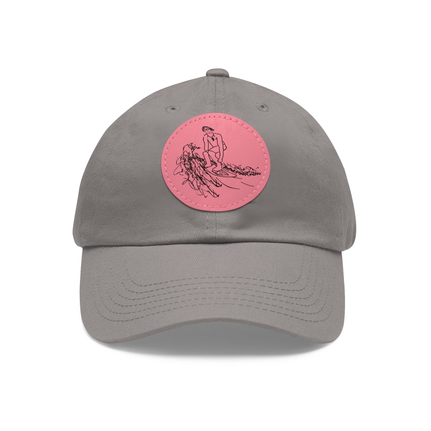 Embroidered Hat With Leather Patch - Surf Sketch