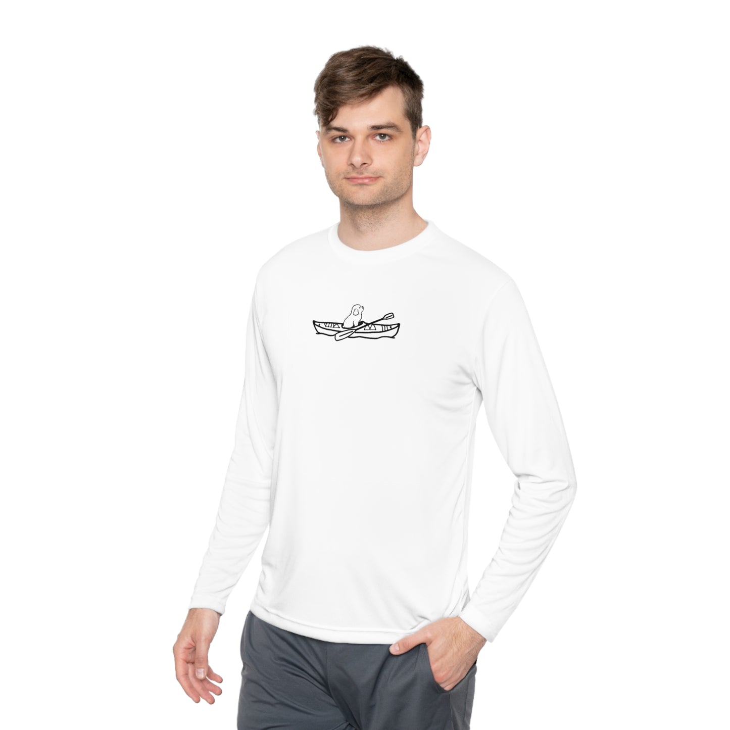 Kayak Dog - Mini Golden Doodle/Toy Poodle - Unisex Lightweight Sport Long Sleeve Tee