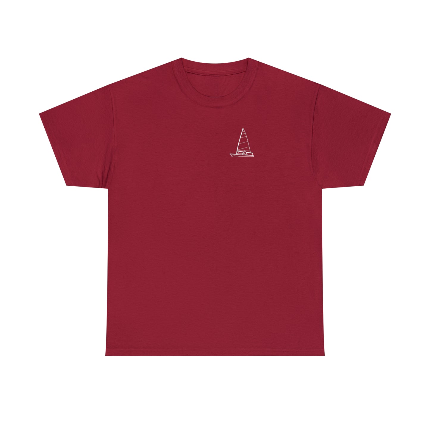 Manitowish Waters Sailboat Patch and Coordinates - Unisex Heavy Tee Shirt
