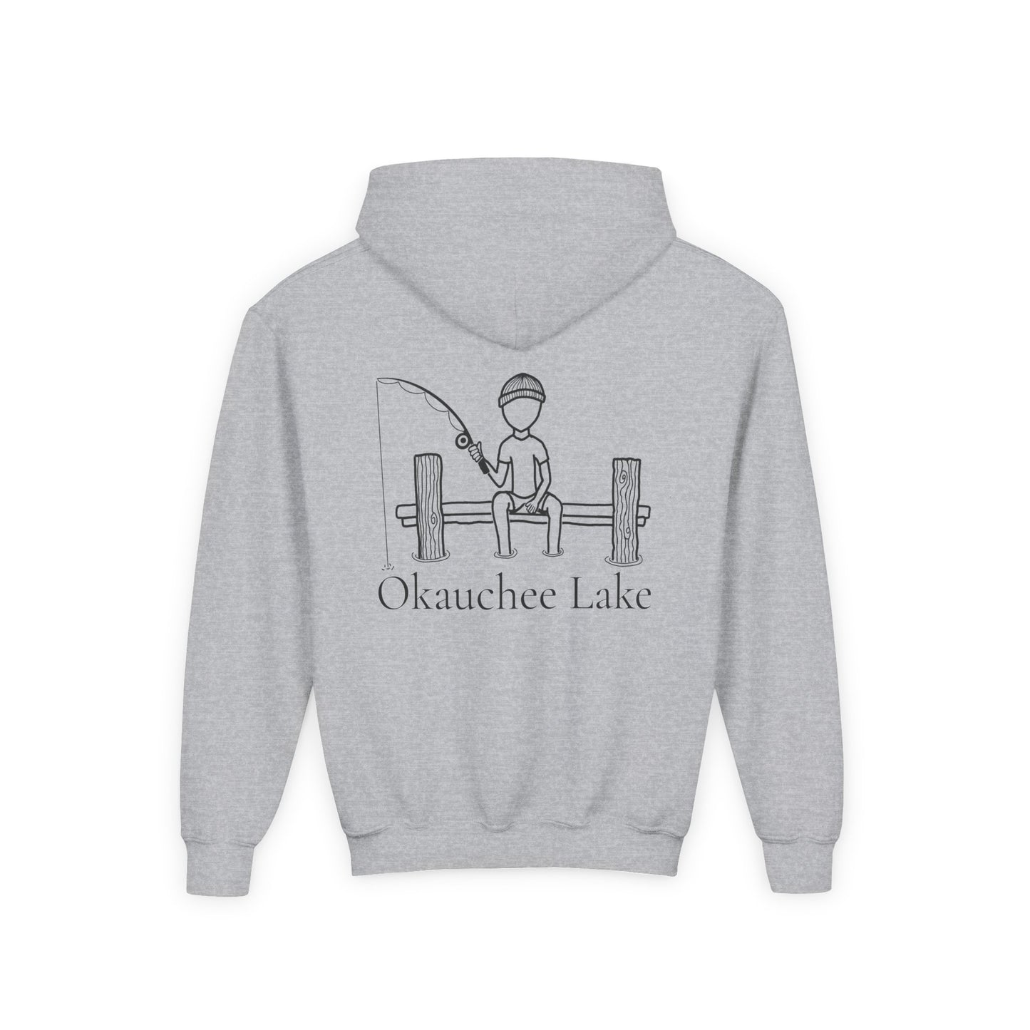 Fishing off Dock Okauchee Lake Youth Hoodie