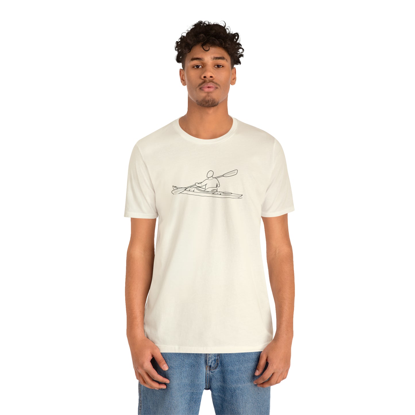 Lac LaBelle, Kayak Front - Unisex Lightweight Short Sleeve Tee
